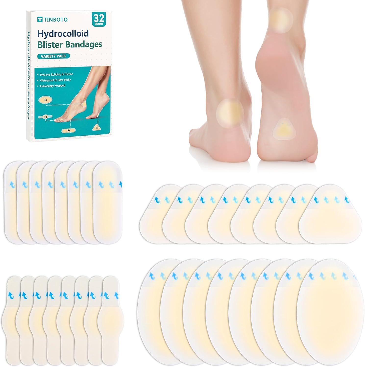 32PCS Hydrocolloid Blister Bandages...