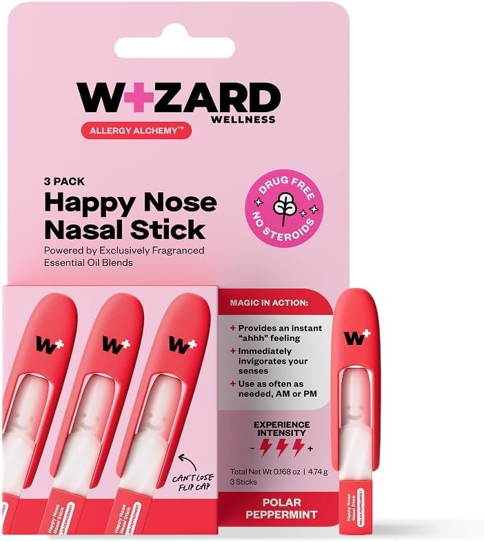 WIZARD WELLNESS Happy Nose Inhaler Stick, Polar Peppermint, 3-Pack | Instant breathing ease & sinus clarity, essential oil aromatherapy, wild mint vapor, drug-free nasal spray alternative - Image 2