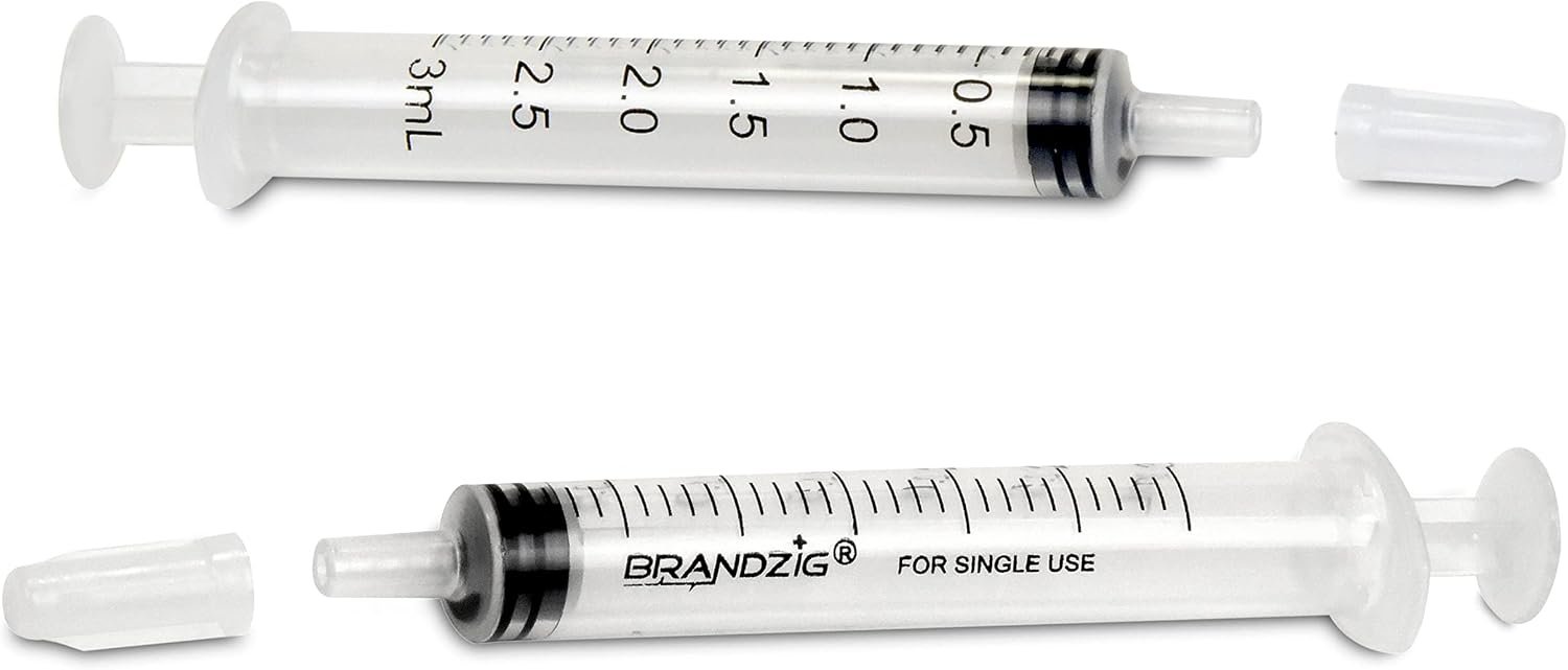 3ml Syringe With Cap (100 Pack) | Oral Dispenser Without Needle, Luer Slip Tip | Individually Wrapped Medicine Dropper For Infants & Pets - Image 2