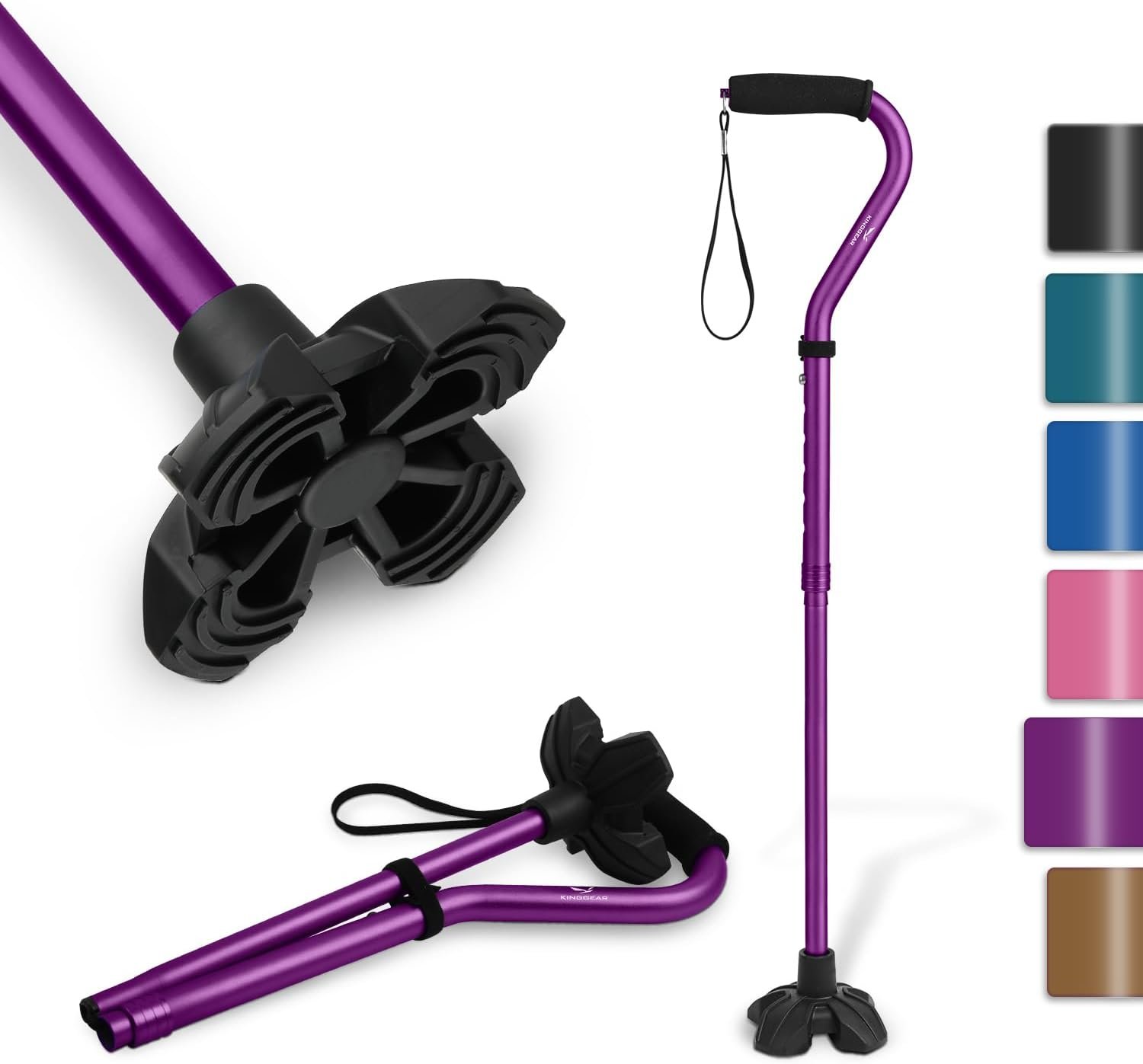 Self Standing Walking Cane Quad Bas...