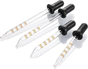 4 Pack, 1 mL Glass Eye Dropper with...