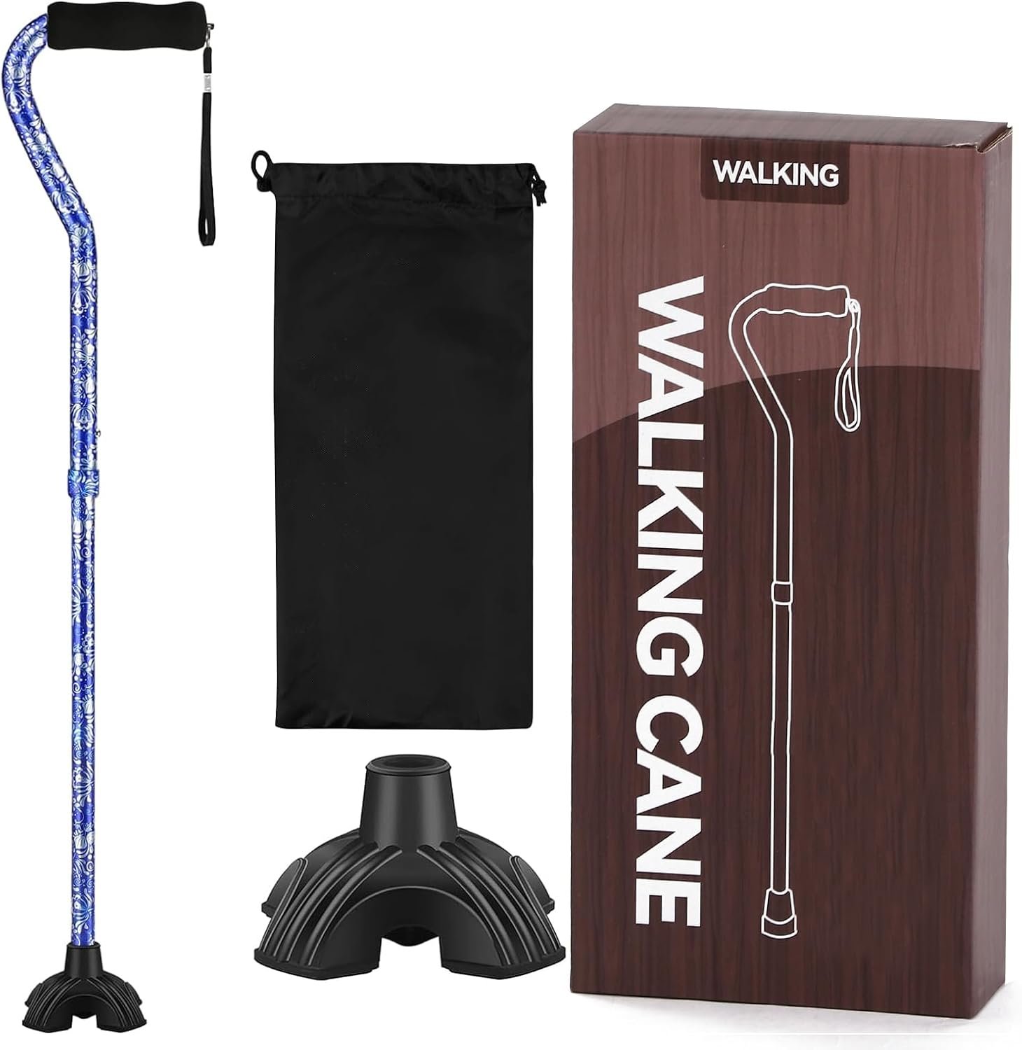 Floral Canes for Women Folding Cane for Stability with Non-Slip Base, Adjustable Walking Cane for Seniors - Lightweight Collapsible Walking Sticks with T & Offset Handle - Image 6