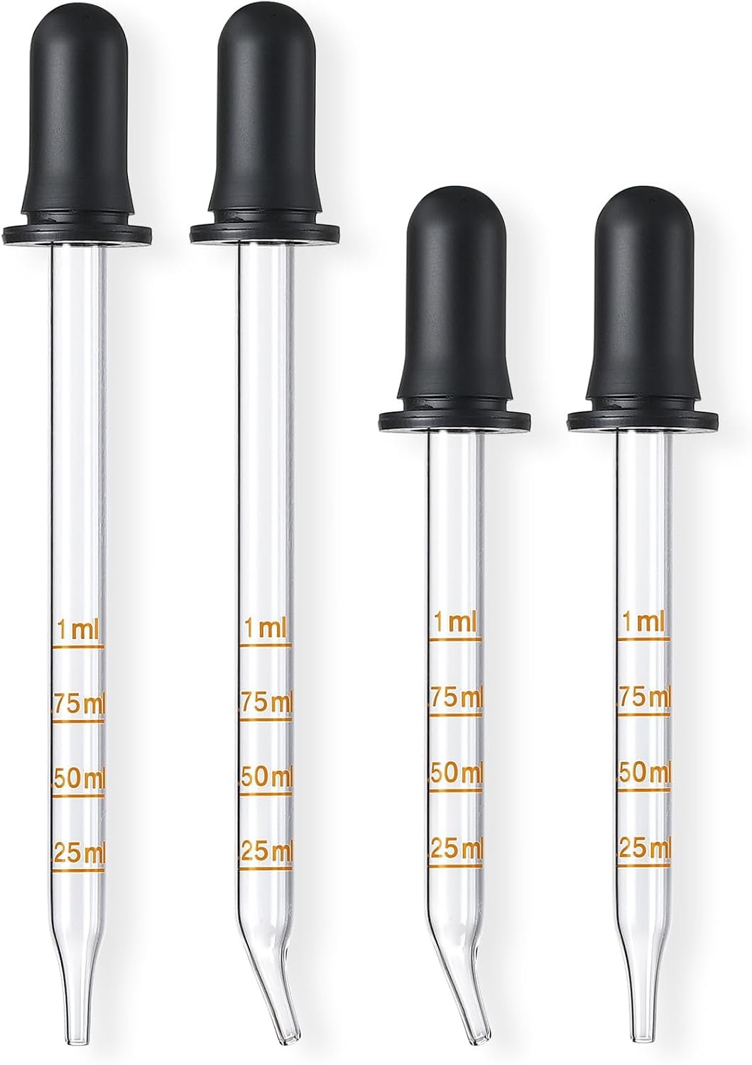 4 Pack, 1 mL Glass Eye Dropper with Measurement - Long & Short, Bent & Straight Tip Calibrated Glass Medicine Droppers, Accurate Dose Pipette Dropper for Essential Oils, Feeding, Ear, Lab, Health Care - Image 8