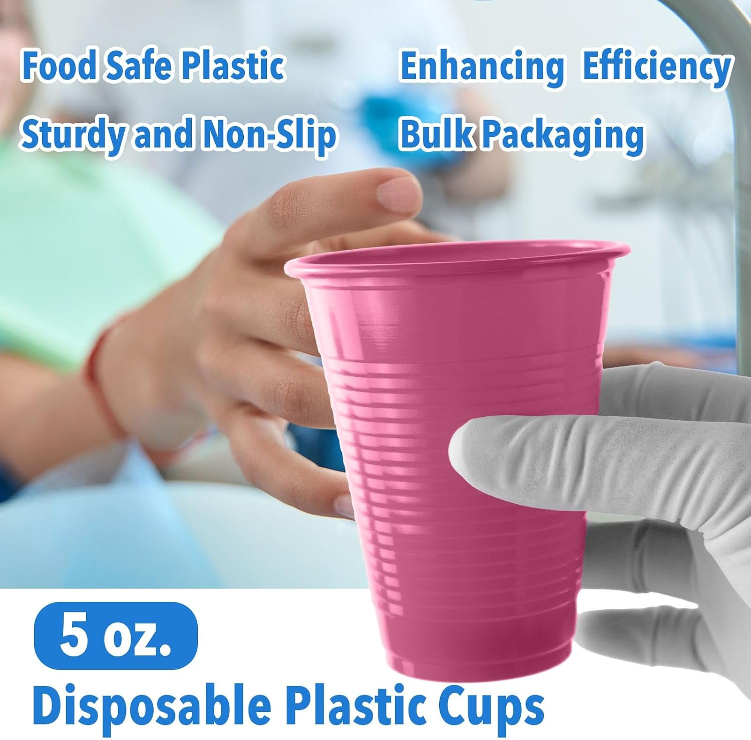 100 PCs Dental Grade Disposable 5oz Plastic Cup Pink Sturdy & Durable for Drinking Cup | Perfect as Rinsing Cup, Mouthwash - Image 3