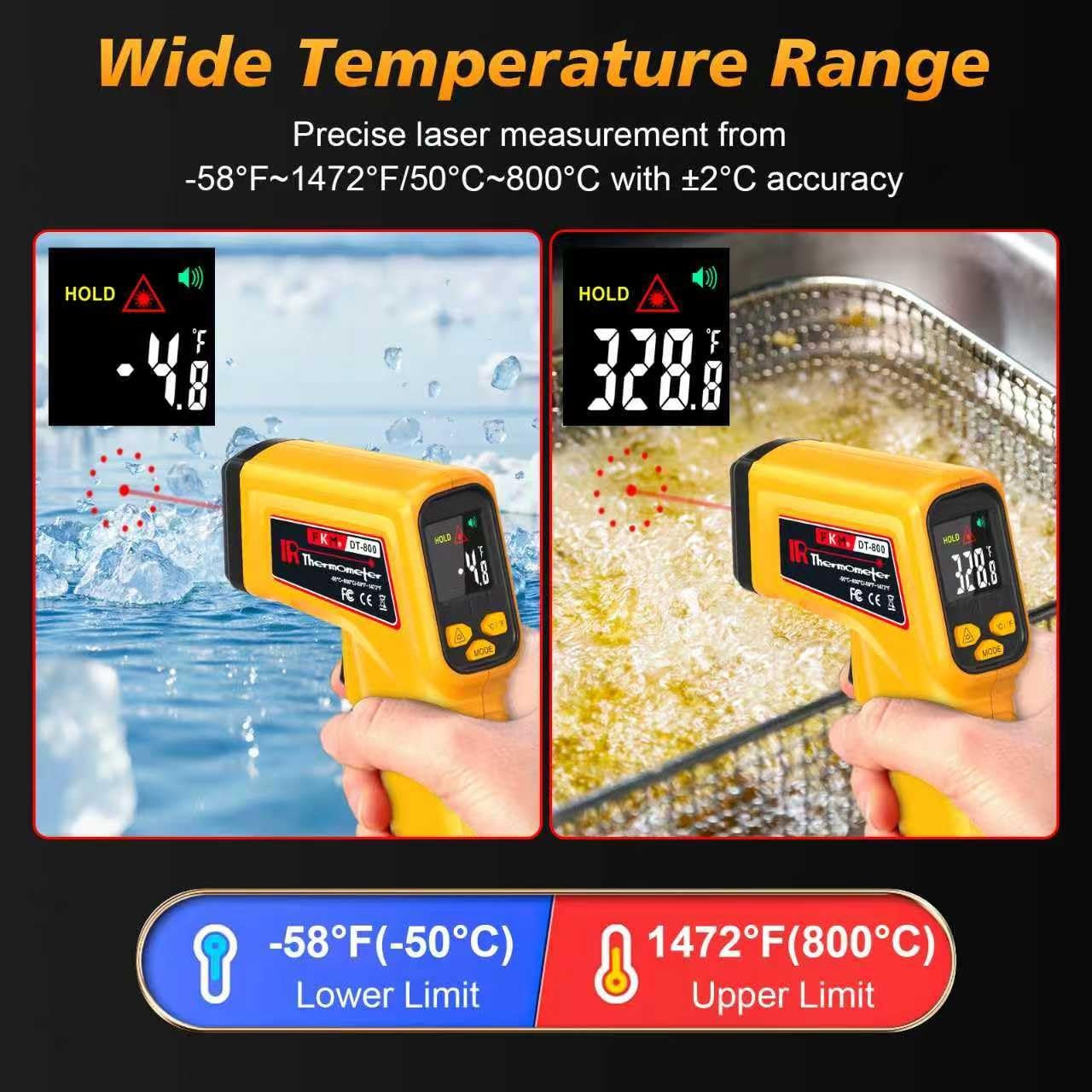 FKM Rechargeable Infrared Thermometer Gun,13-Point Laser-High Precision | -58°F~1472°F Non-Contact Laser Thermometer Gun,Digital IR Temperature Gun for Cooking,Griddle,Oven,HVAC,Automotive,Industrial - Image 6