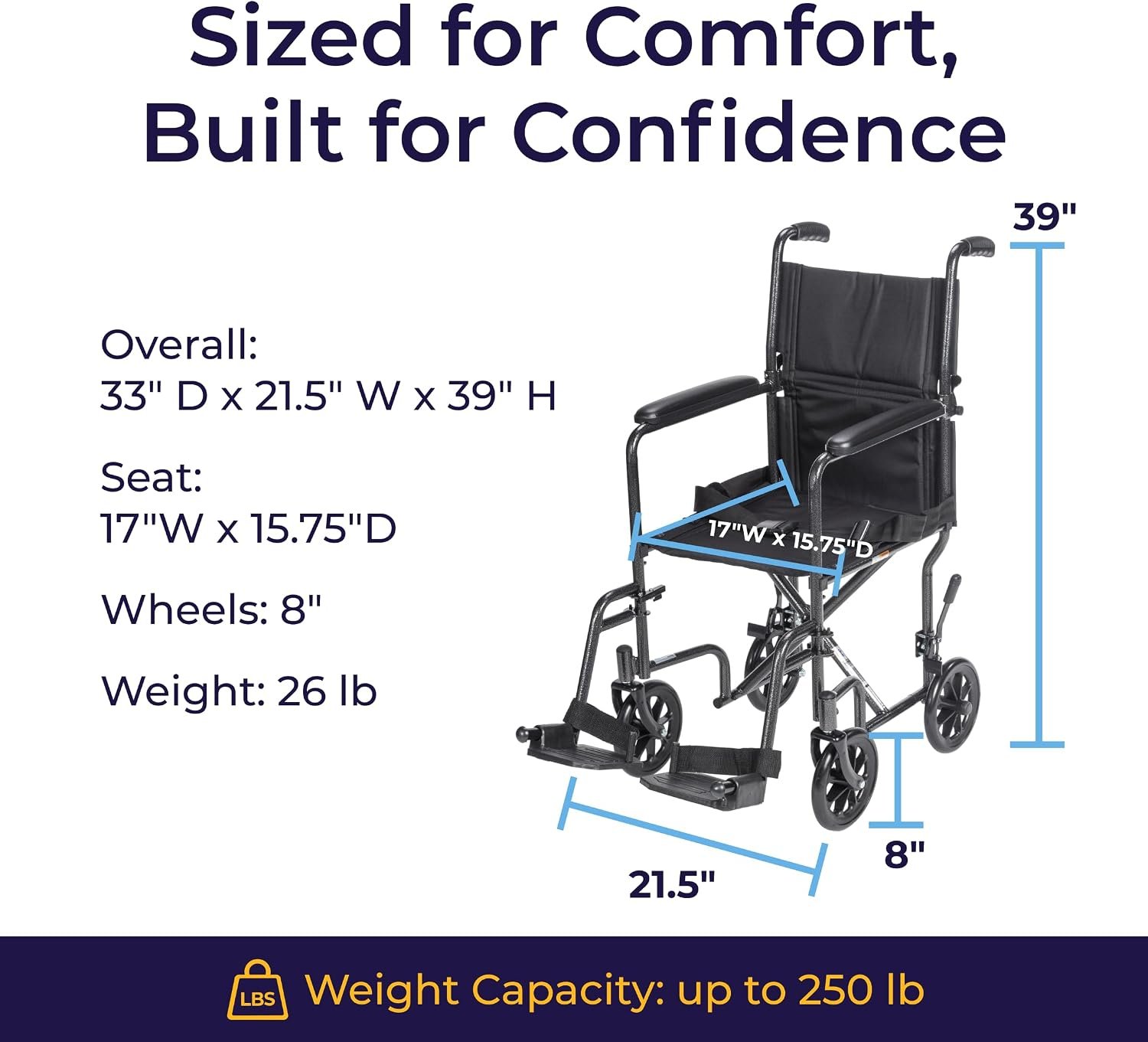 Drive Medical Folding Transport Wheelchair, Swing-Away Footrest, Silver | Lightweight Transport Wheelchair Folds for Easy Storage and Travel with Swing-Away Footrest for Simple Transfers - Image 7