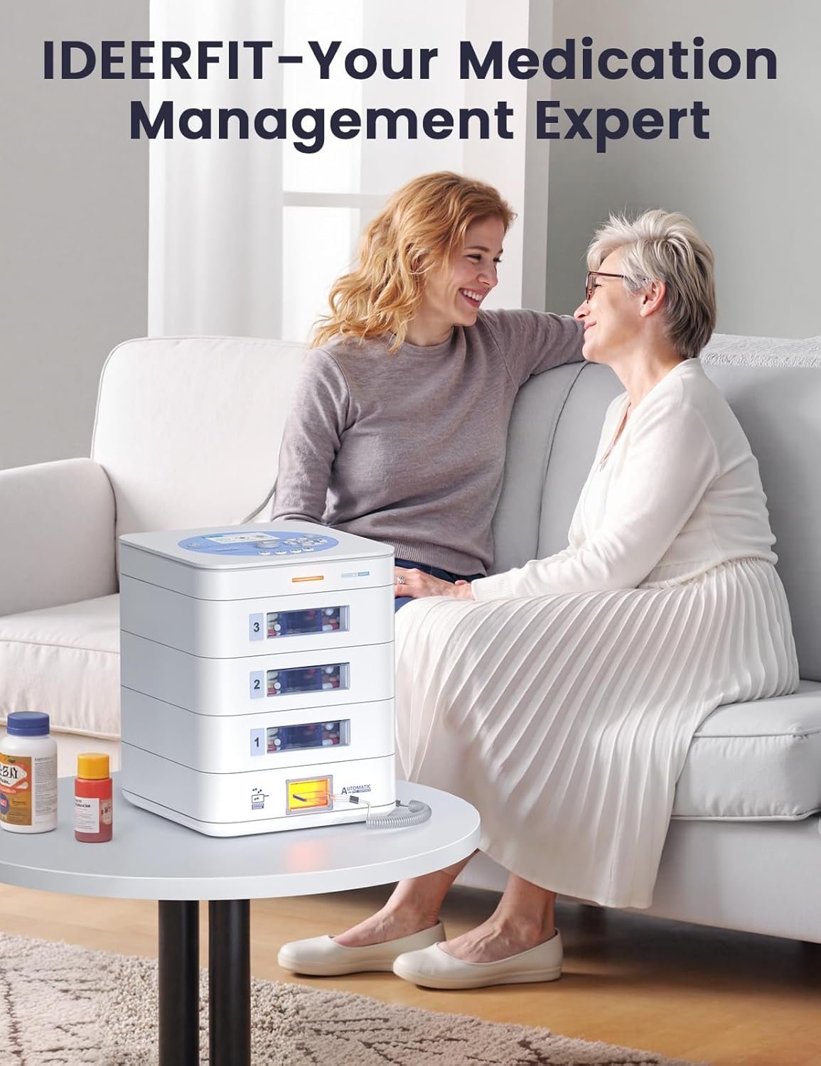 42-Day(1X) Automatic Pill Dispenser (Expandable Tray) – App & On-Device Setup by Family, LCD Display, Digital Lock, Sound & Light Alerts –Safe Medication Organizer for Dementia Seniors (3-Tray, White) - Image 9