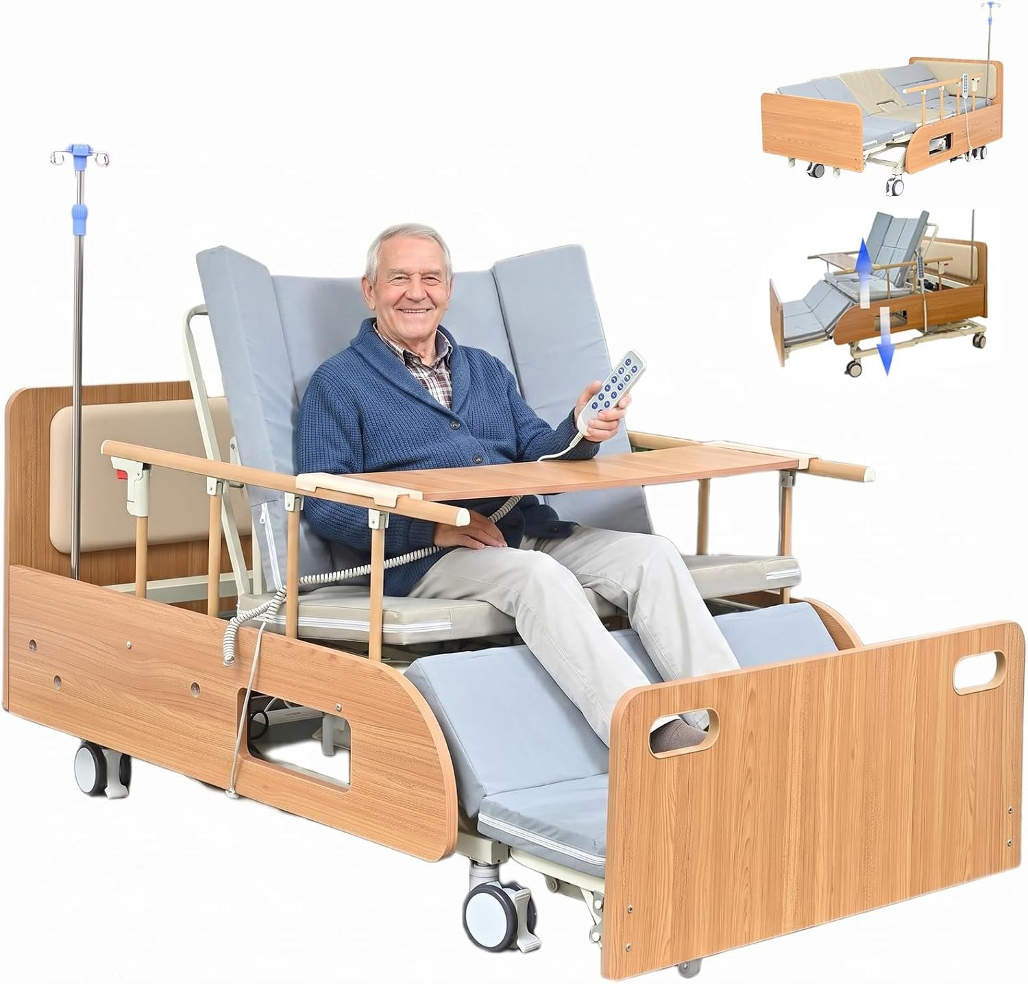 Extra Wide Full Electric Adjustable Hospital Beds for Home Nursinghome Use | Ultra Wide Medical Bed with Mattress , Built in Toilet, Adjustable Height & lateral tilting for Elderly Seniors Disabled