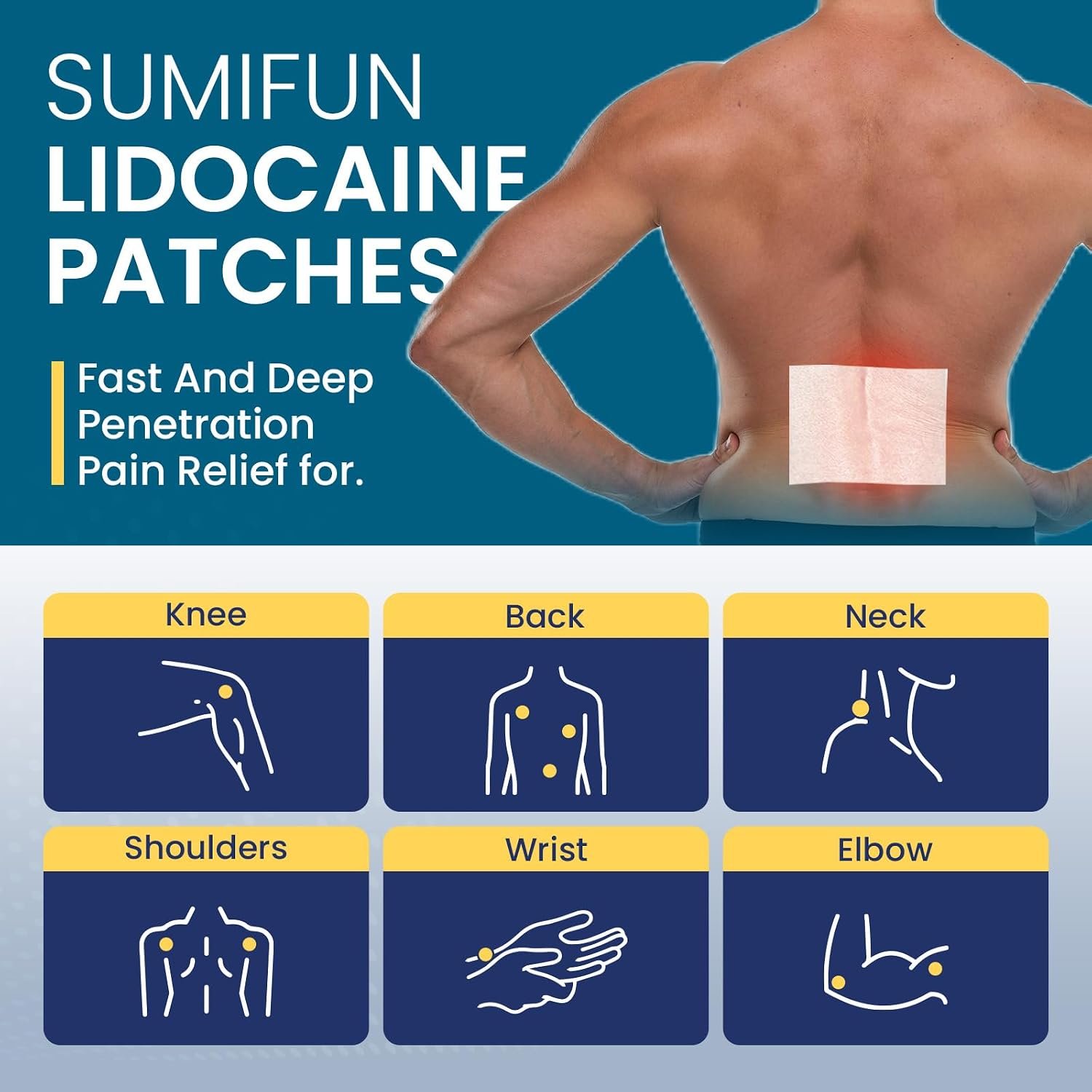 Sumifun 4% Lidocaine Pain Relief Patches 30 Count(Pack of 1) | Maximum Strength Numbing Gel Patch for Back Knee Neck Joint Ache Muscle Soreness Topical Analgesic - Image 4
