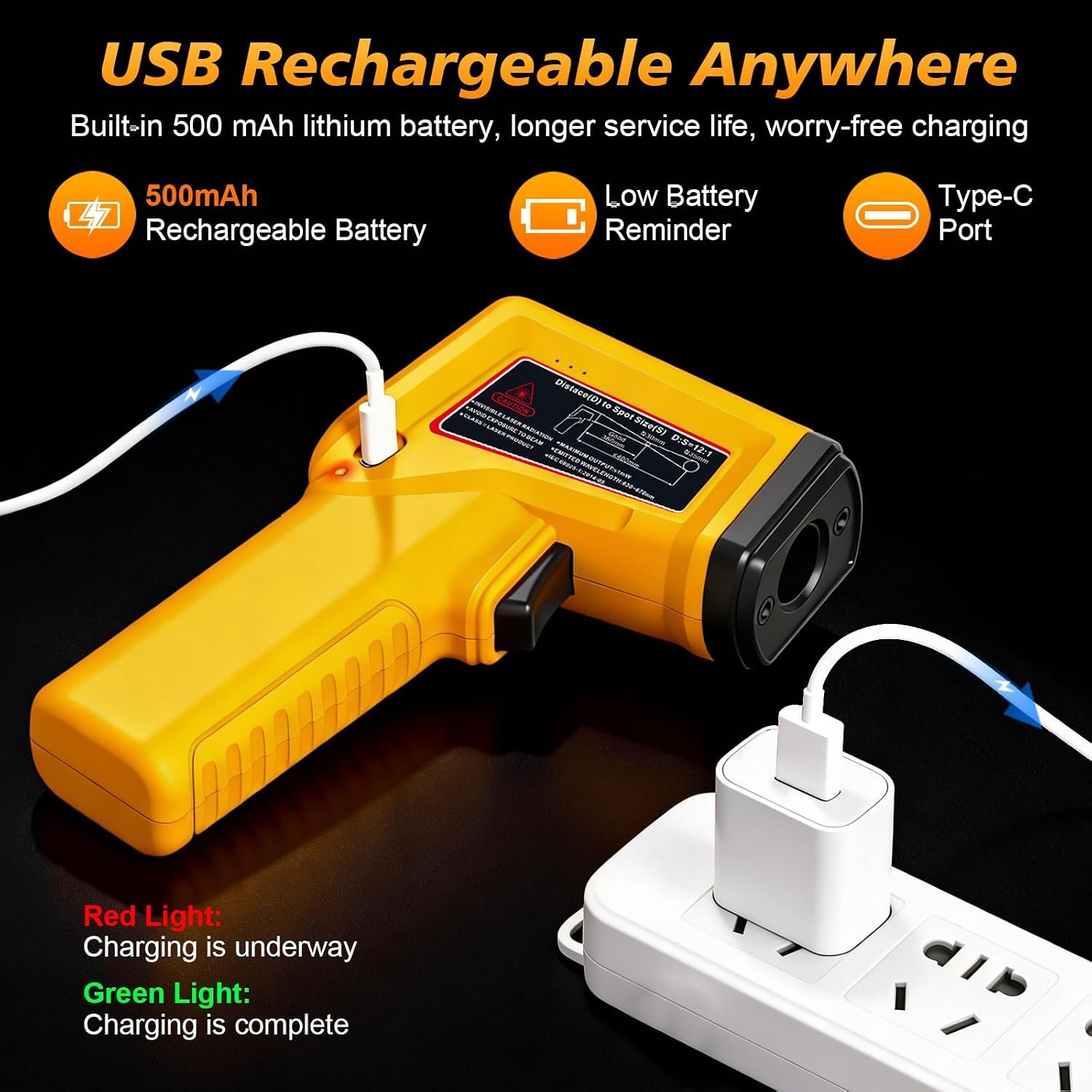 FKM Rechargeable Infrared Thermometer Gun,13-Point Laser-High Precision | -58°F~1472°F Non-Contact Laser Thermometer Gun,Digital IR Temperature Gun for Cooking,Griddle,Oven,HVAC,Automotive,Industrial - Image 4