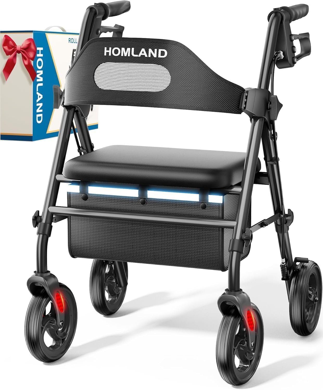 HOMLAND Foldable Rollator Walker wi...