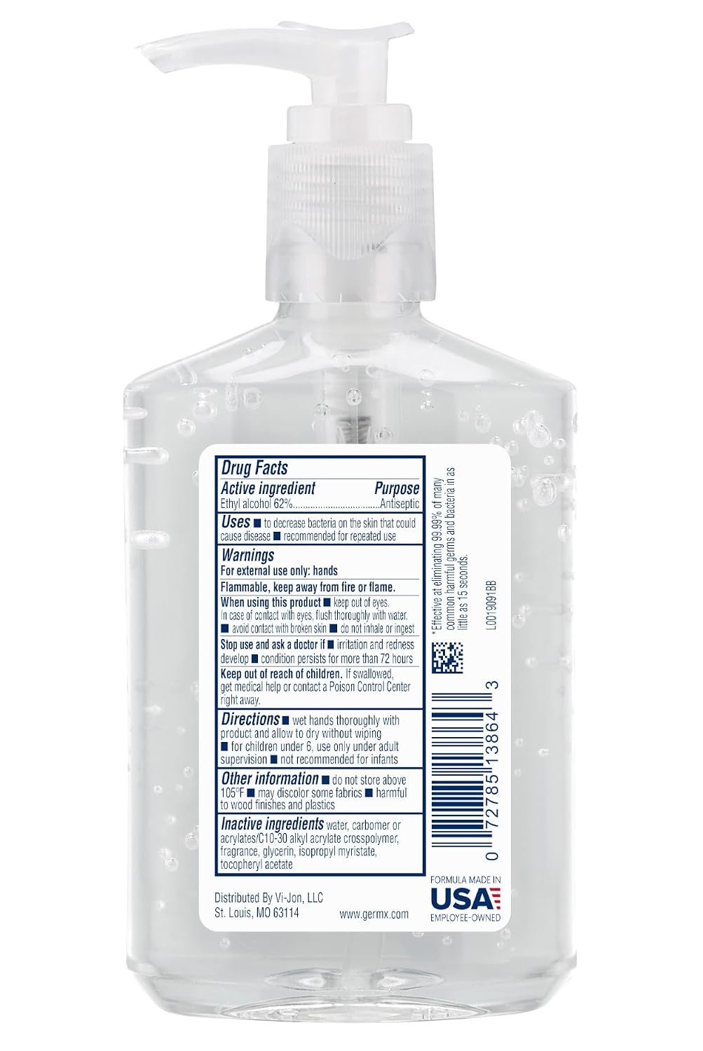 Germ-X Original Hand Sanitizer, 8 Fl Oz (Pack of 12), Less Drying Moisturizing Gel with Vitamin E, No Rinse Formula, Pump Bottle - Image 4