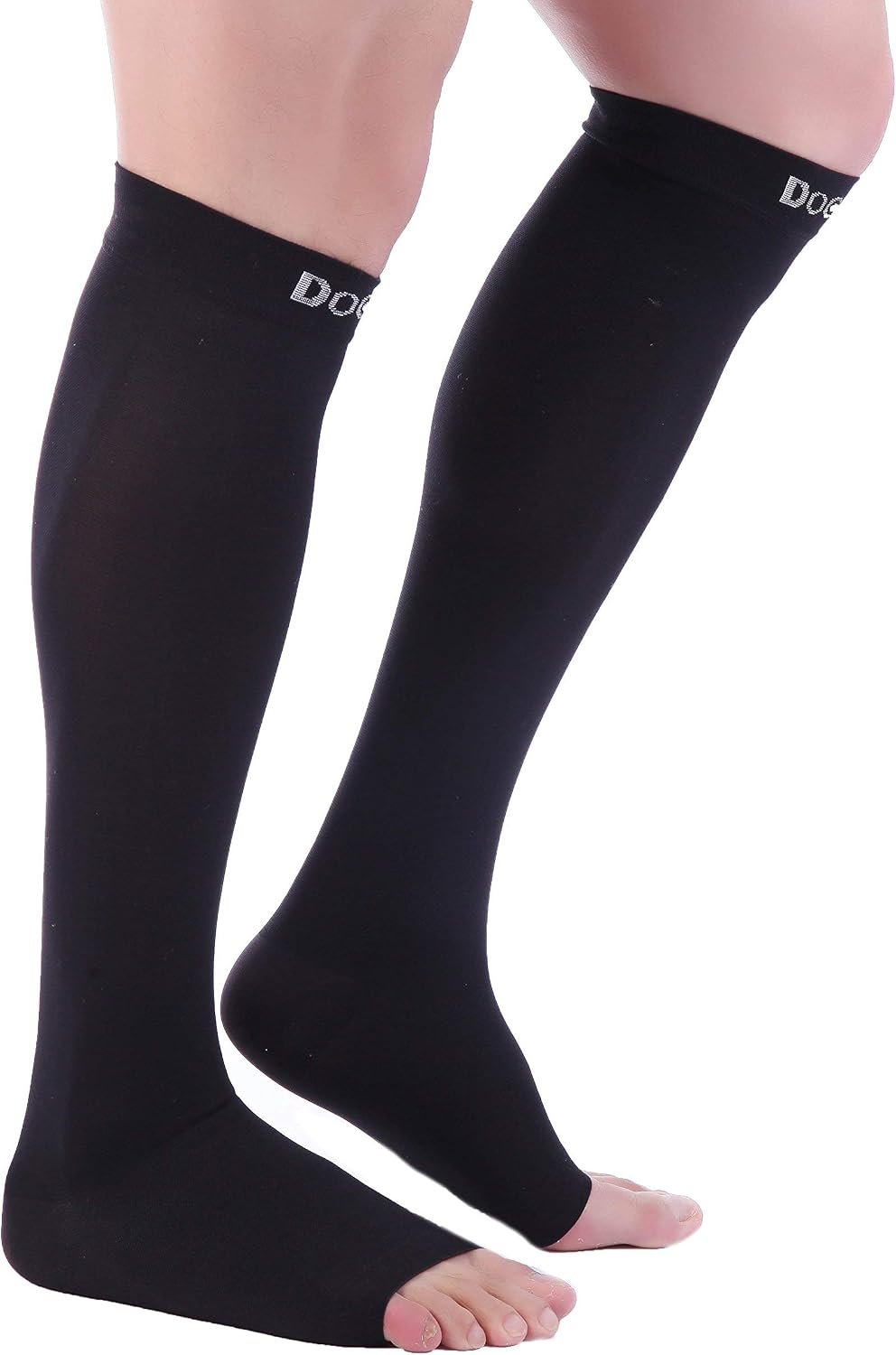 Doc Miller Open Toe Compression Socks, 20-30 mmHg, Knee High, Men & Women | Toeless Compression Sleeves, Knee-High Stockings: Shin Splints, Varicose Veins, Travel, Calf Support & Muscle Recovery, Pair - Image 9