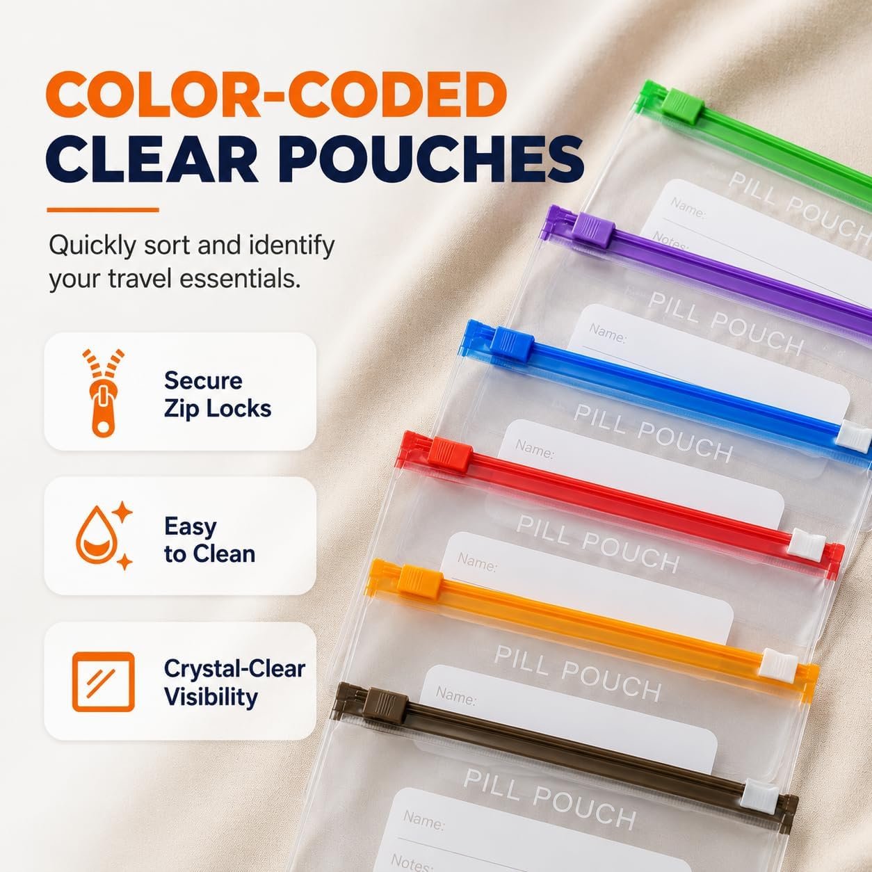 Waterproof Pill Pouch Set, Waterproof Pill Organizer Set with 14pcs Bags Inside, 7 to 14 Days of Meds & Medicine Crush-Resistant Shell, Portable Travel Pill Storage System for Holder Travel (Green) - Image 4