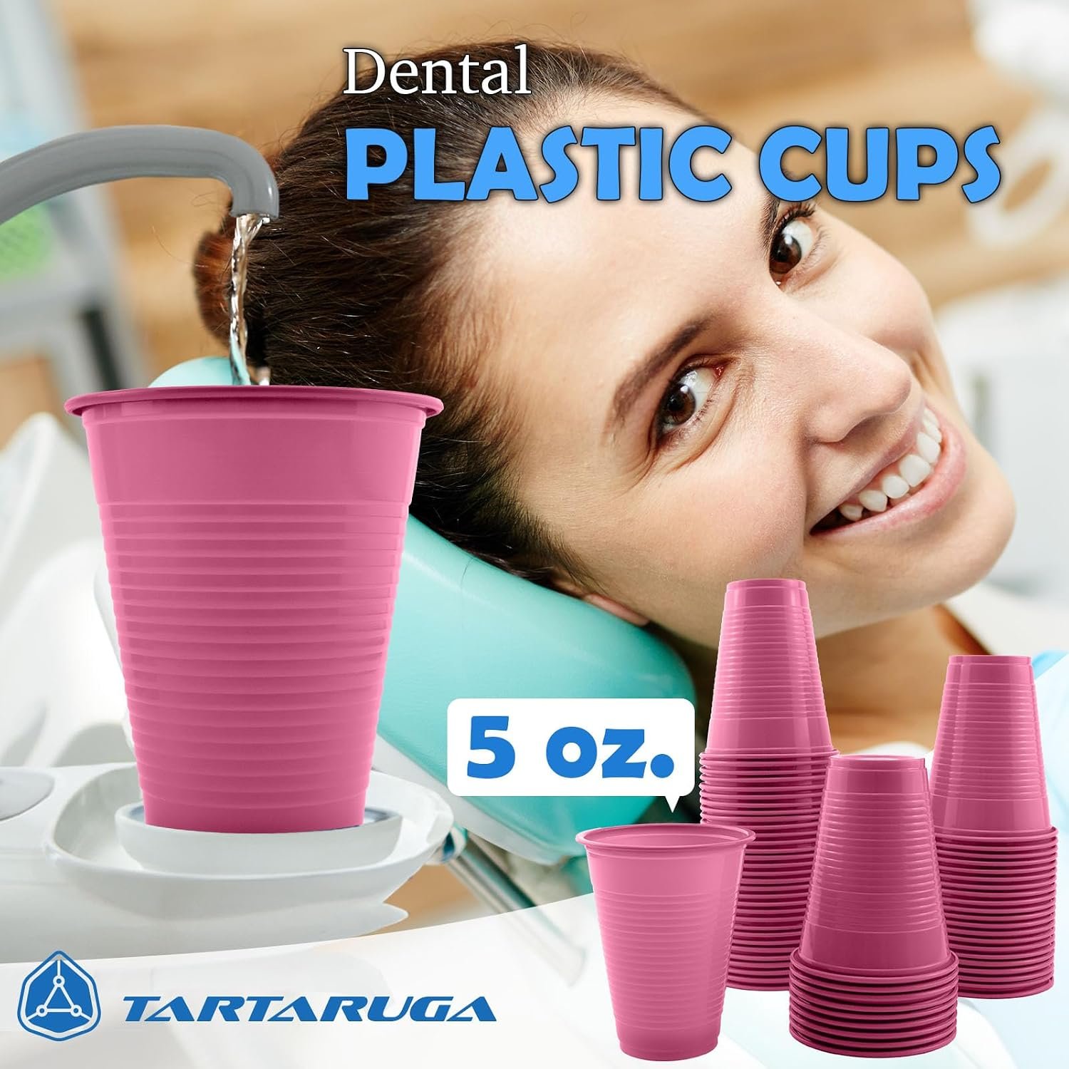 100 PCs Dental Grade Disposable 5oz Plastic Cup Pink Sturdy & Durable for Drinking Cup | Perfect as Rinsing Cup, Mouthwash - Image 2