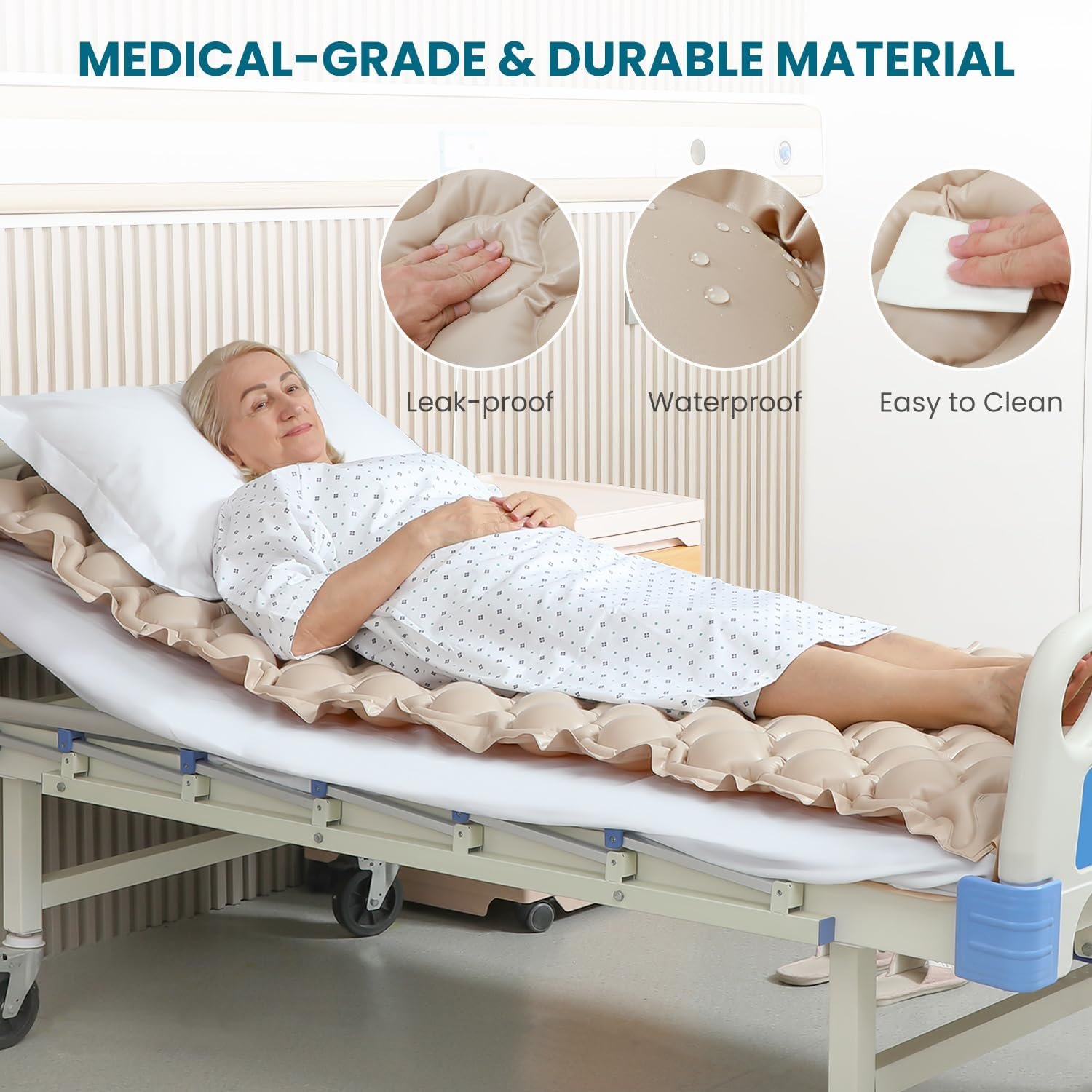KEKOY Alternating Air Pressure Mattress Pad for Bed Sore Prevention | 130 Air Cells with Adjustable Quiet Pump, Waterproof Mattress Topper for Elderly, Bedridden Patients, Home and Hospital Care - Image 5