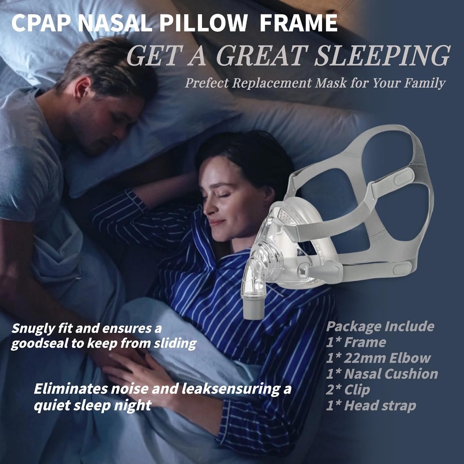 Full Face CPAP Mask, Full Cover Replacement Kit, Comfort Series Nasal CPAP MASK, Cpap Masks Includes Headgear, Cushion, Frame and Elbow(L) - Image 7