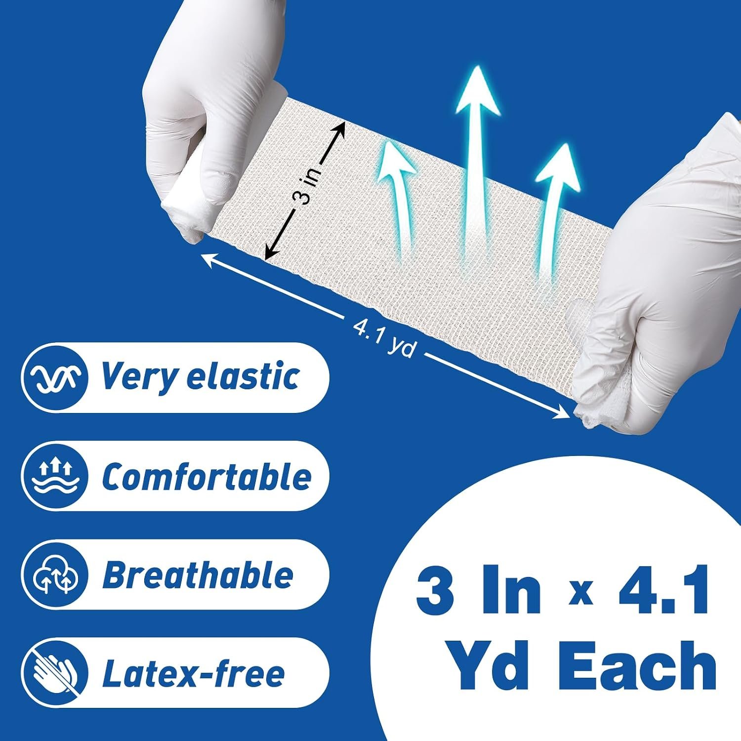 AZEN 25 Pack Gauze Rolls Bandages, 3 in x 4.1 Yards, Premium Medical Supplies & First Aid Supplies, Bandage Wrap Vet Wrap, Mummy Wraps - Image 2