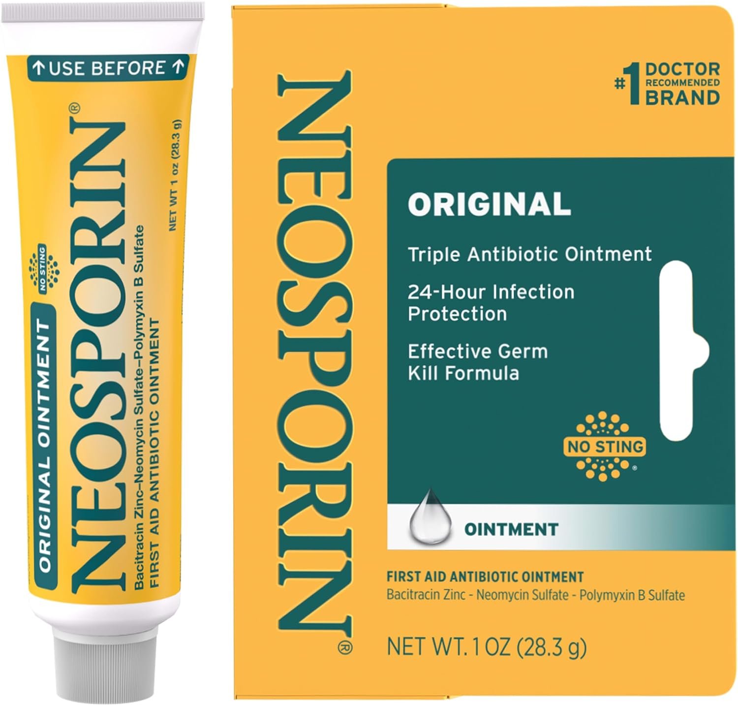 Neosporin Original First Aid Antibiotic Ointment for Wounds, Infection Protection Treatment, Germ-Killing Formula, Helps Minimize Appearance Of Scars for Minor Cuts, Scrapes, Burns, 1 Oz