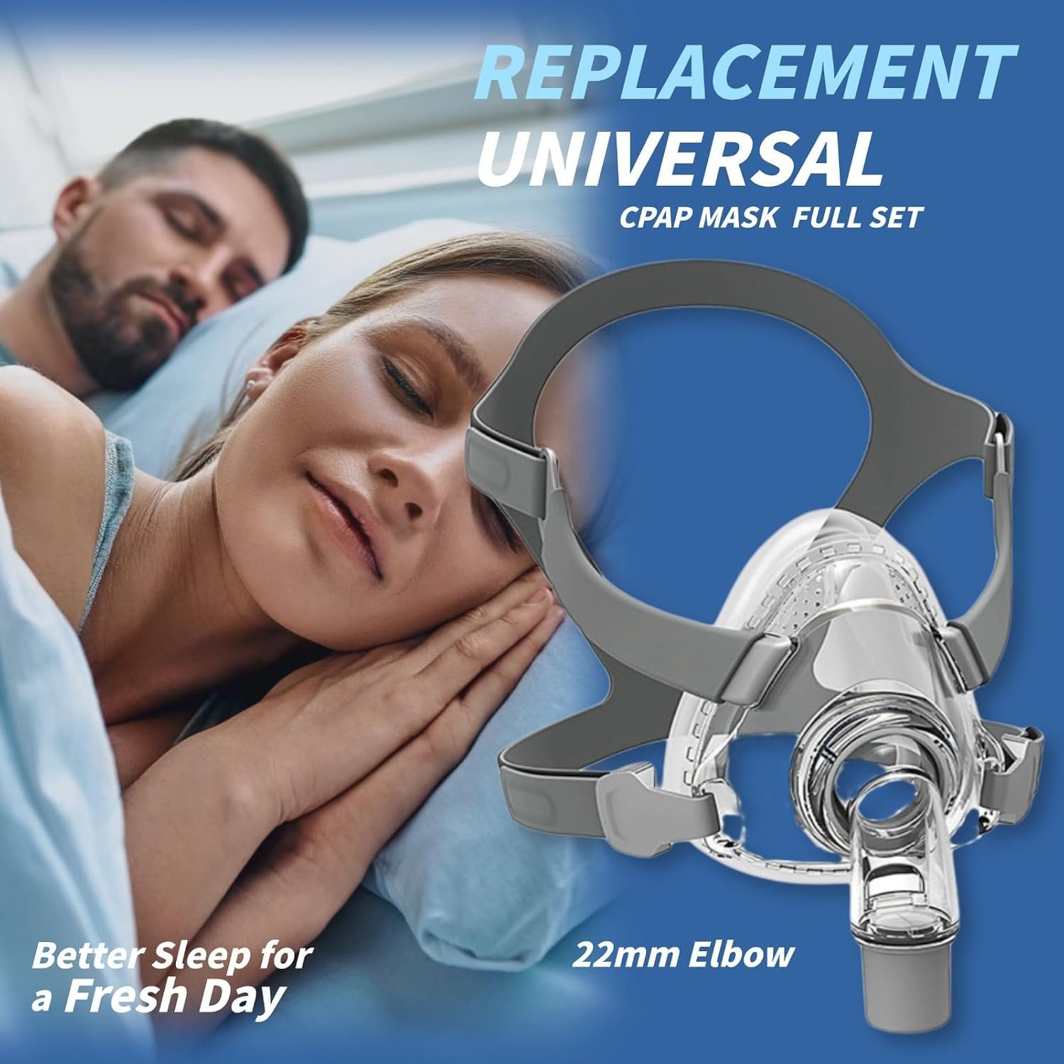 Full Face CPAP Mask, Full Cover Replacement Kit, Comfort Series Nasal CPAP MASK, Cpap Masks Includes Headgear, Cushion, Frame and Elbow(L) - Image 2