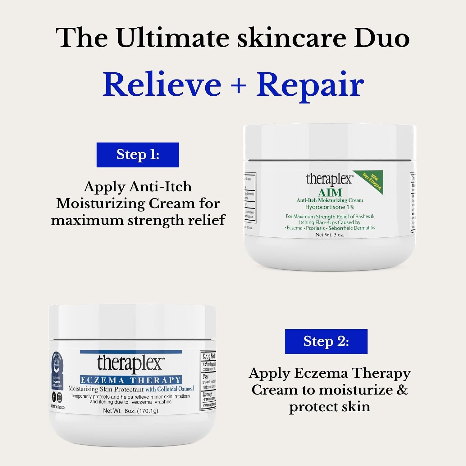 Theraplex AIM - Anti Itch Cream (2 oz) – 1% hydrocortisone for Itchy Skin Relief, moisturizing Cream for Eczema, Seborrheic Dermatitis. Safe for Kids. Relieves Itchy Skin with Maximum Strength. - Image 3