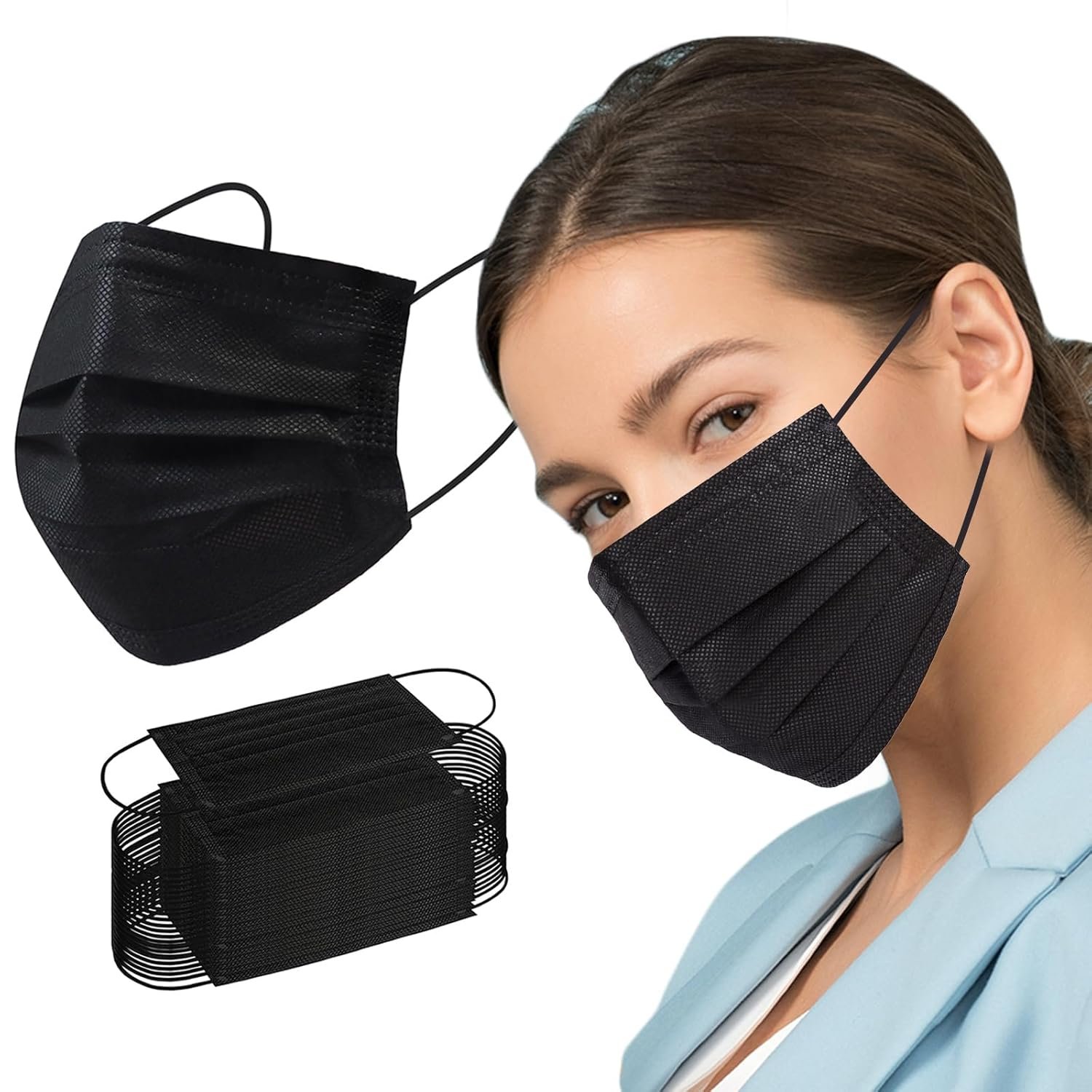 Disposable Face Mask, 100 PCS Black...