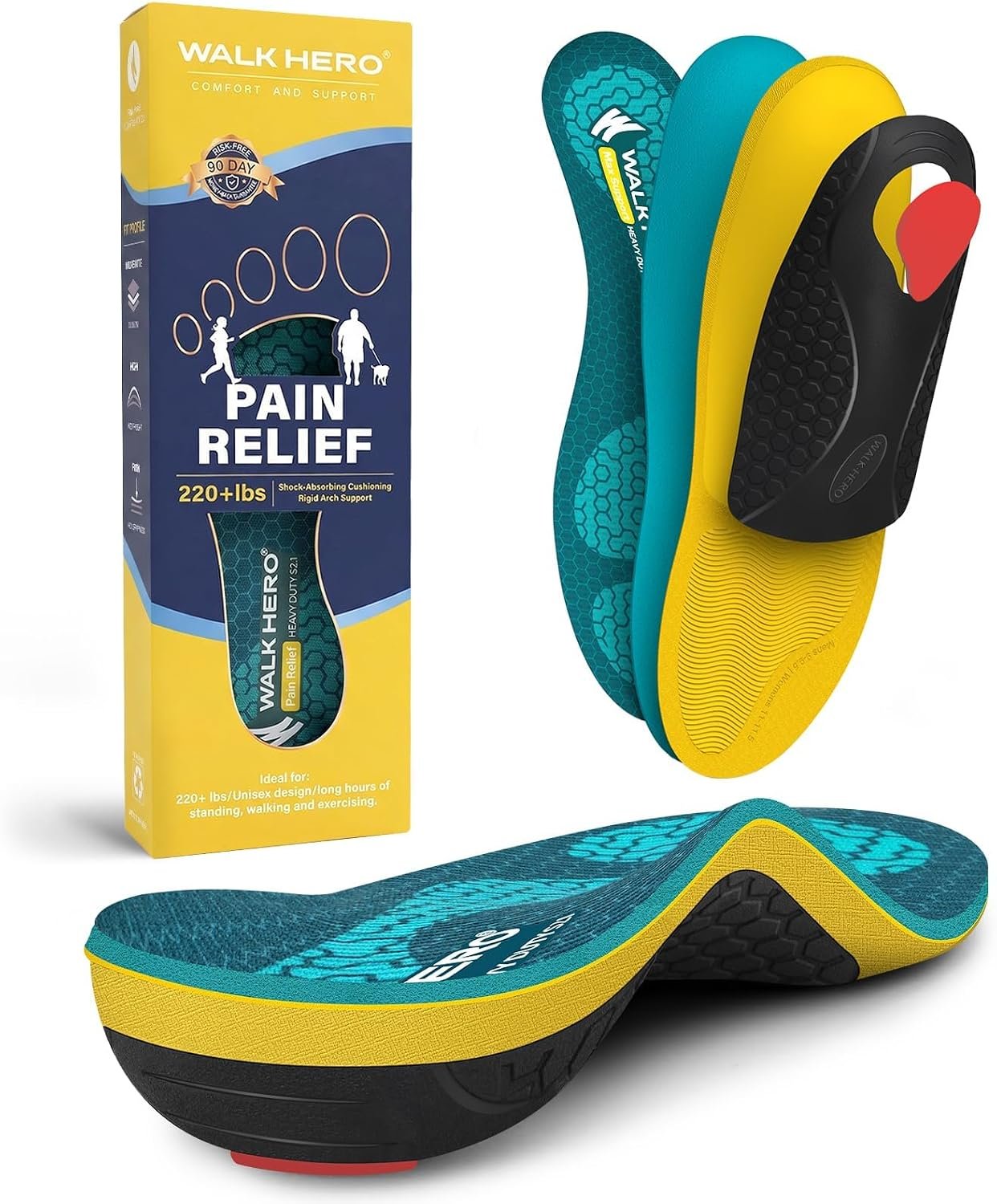 WalkHero 220+lbs Pain Relief Insole...