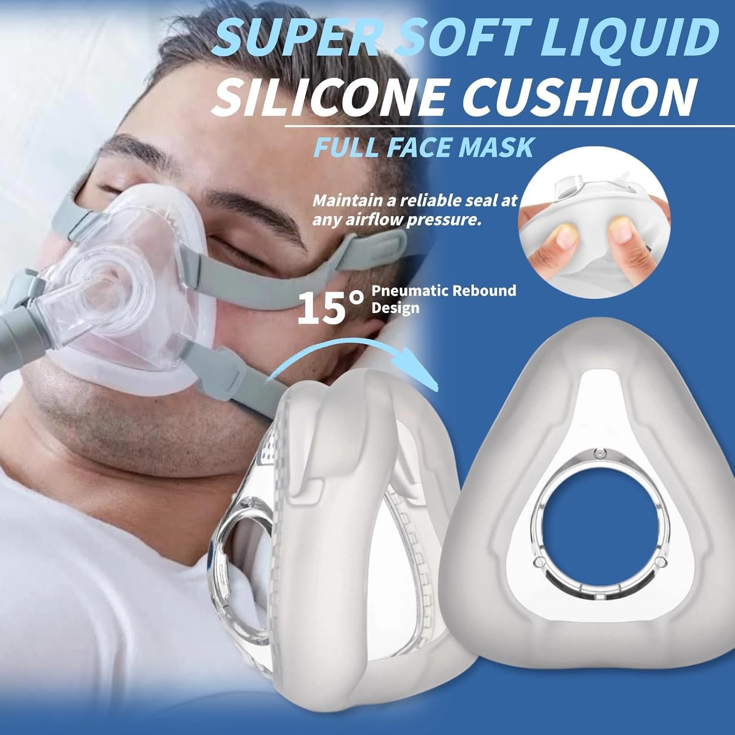 Full Face CPAP Mask, Full Cover Replacement Kit, Comfort Series Nasal CPAP MASK, Cpap Masks Includes Headgear, Cushion, Frame and Elbow(L) - Image 4