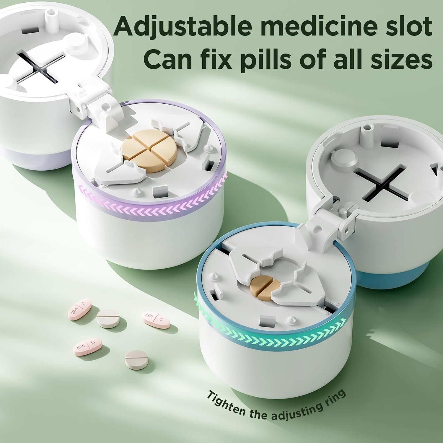 Pill Cutter 1/4 - Pill Splitter with Stainless Steel Blade for Cutting Small Pills or Large Pills in one Fourth, Suitable for Cuting Vitamins, Tablets (1-4 Blue) - Image 4
