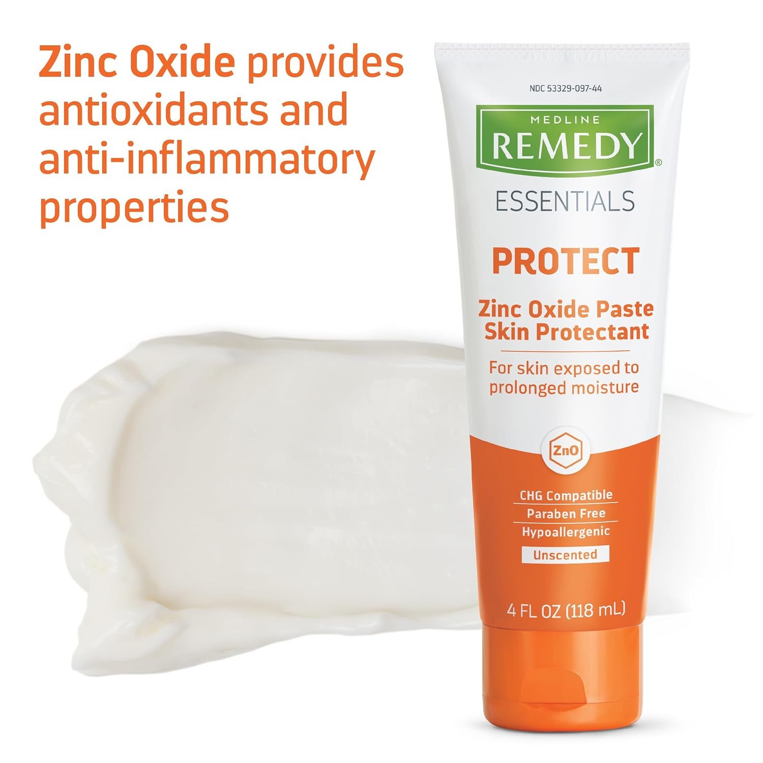 Medline Remedy Essentials Zinc Oxide Skin Protectant Paste (4 oz Tube), Unscented, Barrier, Incontinence Cream, Diaper Rash, Adults, Elderly, Hypoallergenic, Paraben Free - Image 4