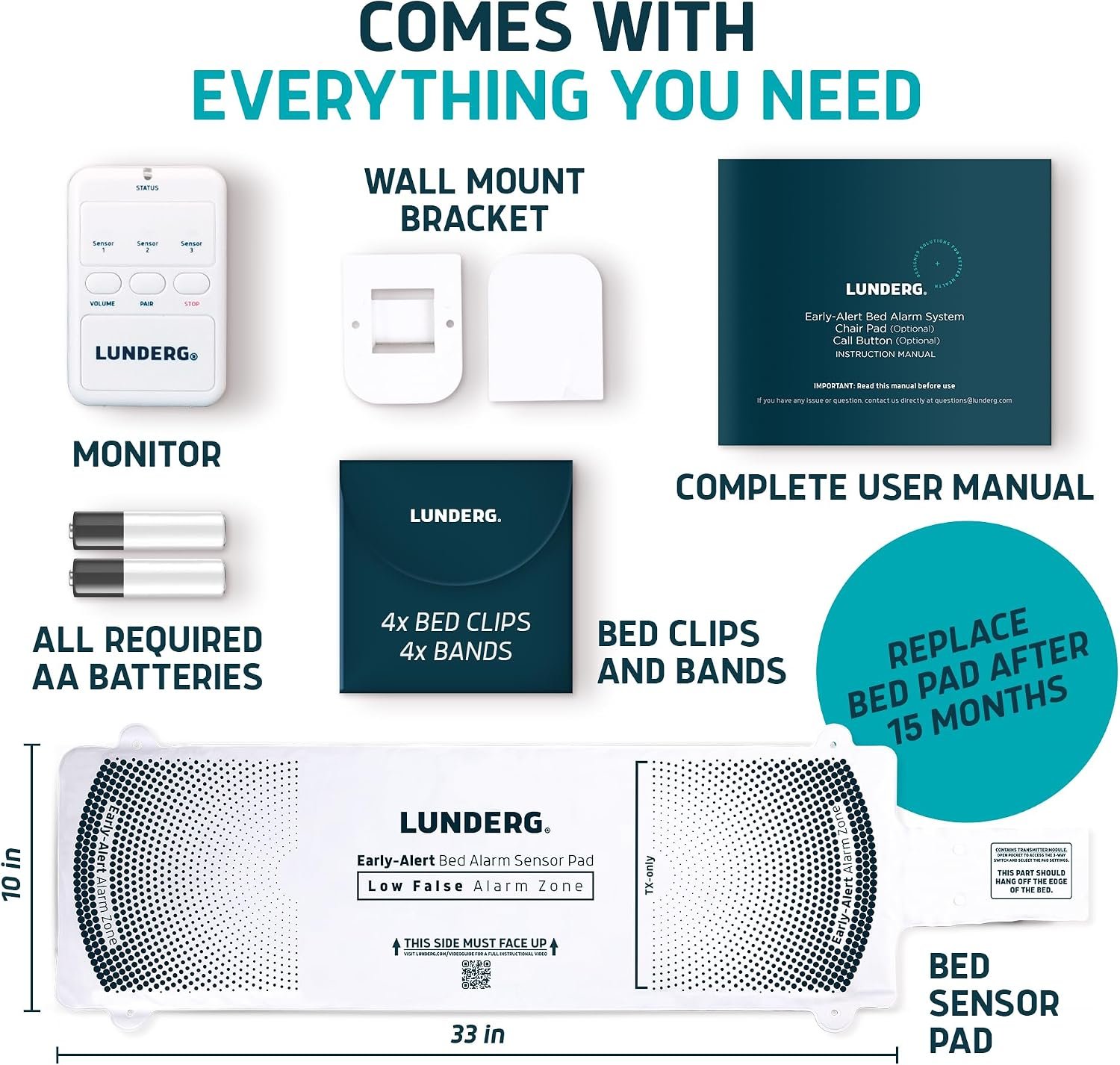 Lunderg Wireless Early Alert Bed Alarm System for Elderly & Fall Prevention | Alerts Caregivers Before They Get Up. No Loud In-Room Alarm To Frighten Your Loved One. Great For Dementia Care. US Company. - Image 6