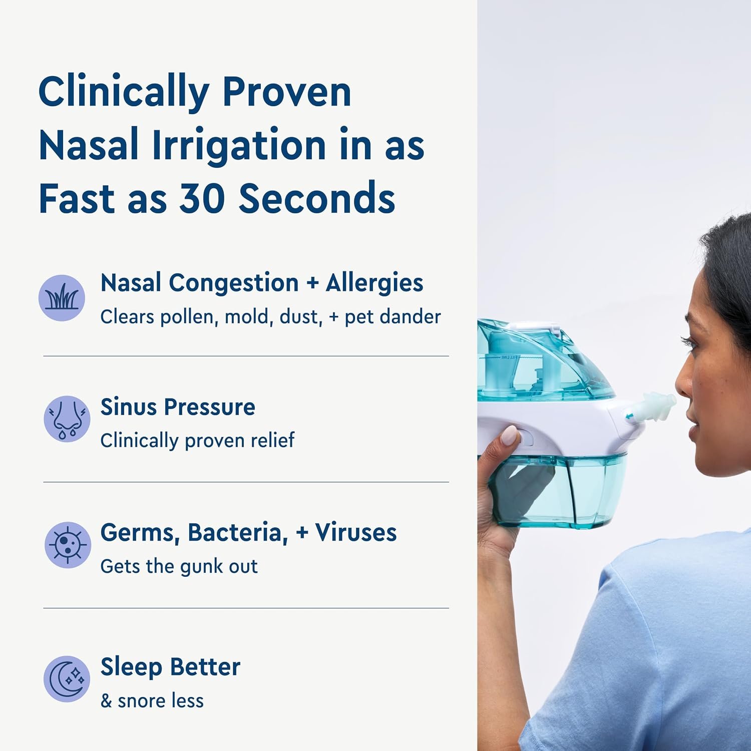 NAVAGE® Starter Bundle: Nose Cleaner, 30 SaltPods, Congestion Relief | Complete Sinus Care Kit: Powered Nasal Irrigation System w/ 30 Pre-Measured SaltPods for Clinically Proven Benefits - Image 8