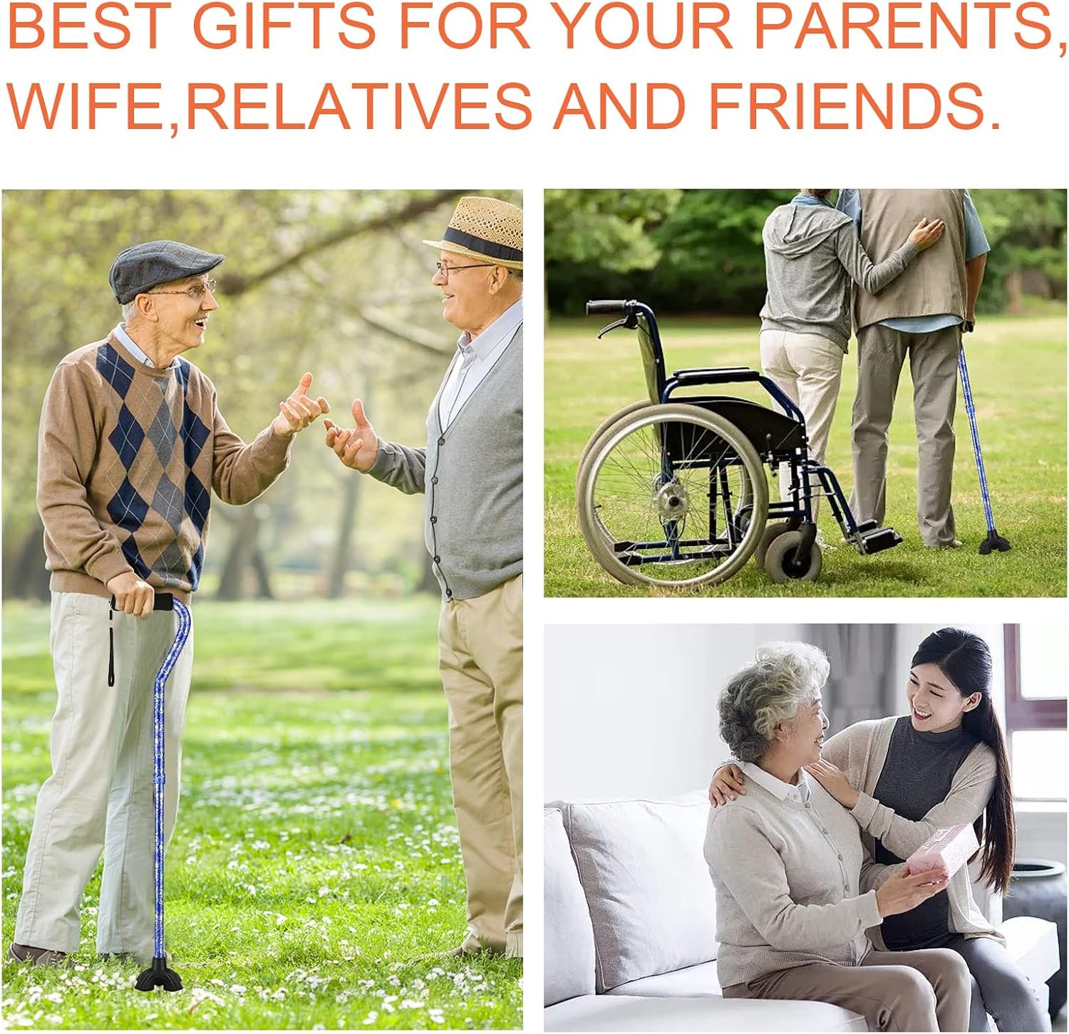 Floral Canes for Women Folding Cane for Stability with Non-Slip Base, Adjustable Walking Cane for Seniors - Lightweight Collapsible Walking Sticks with T & Offset Handle - Image 2