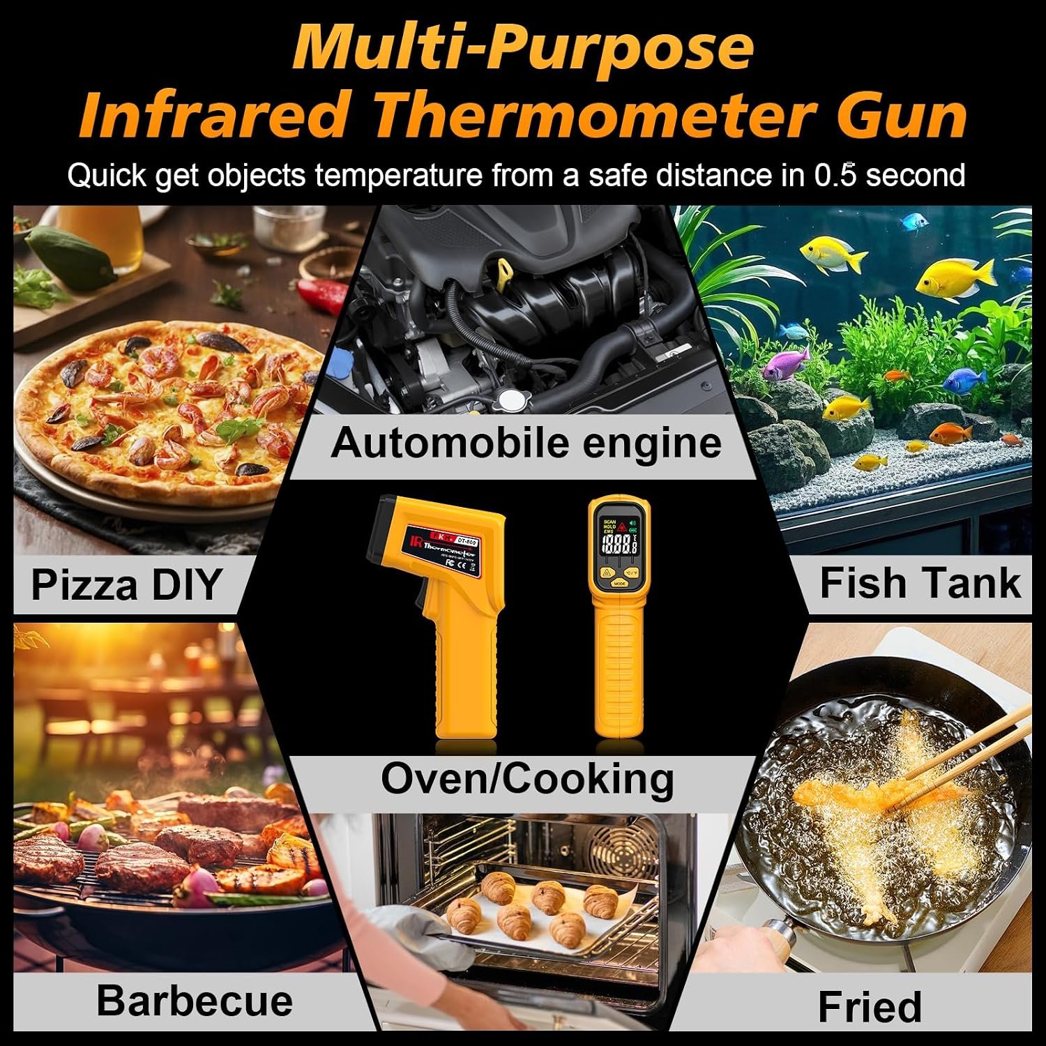 FKM Rechargeable Infrared Thermometer Gun,13-Point Laser-High Precision | -58°F~1472°F Non-Contact Laser Thermometer Gun,Digital IR Temperature Gun for Cooking,Griddle,Oven,HVAC,Automotive,Industrial - Image 5