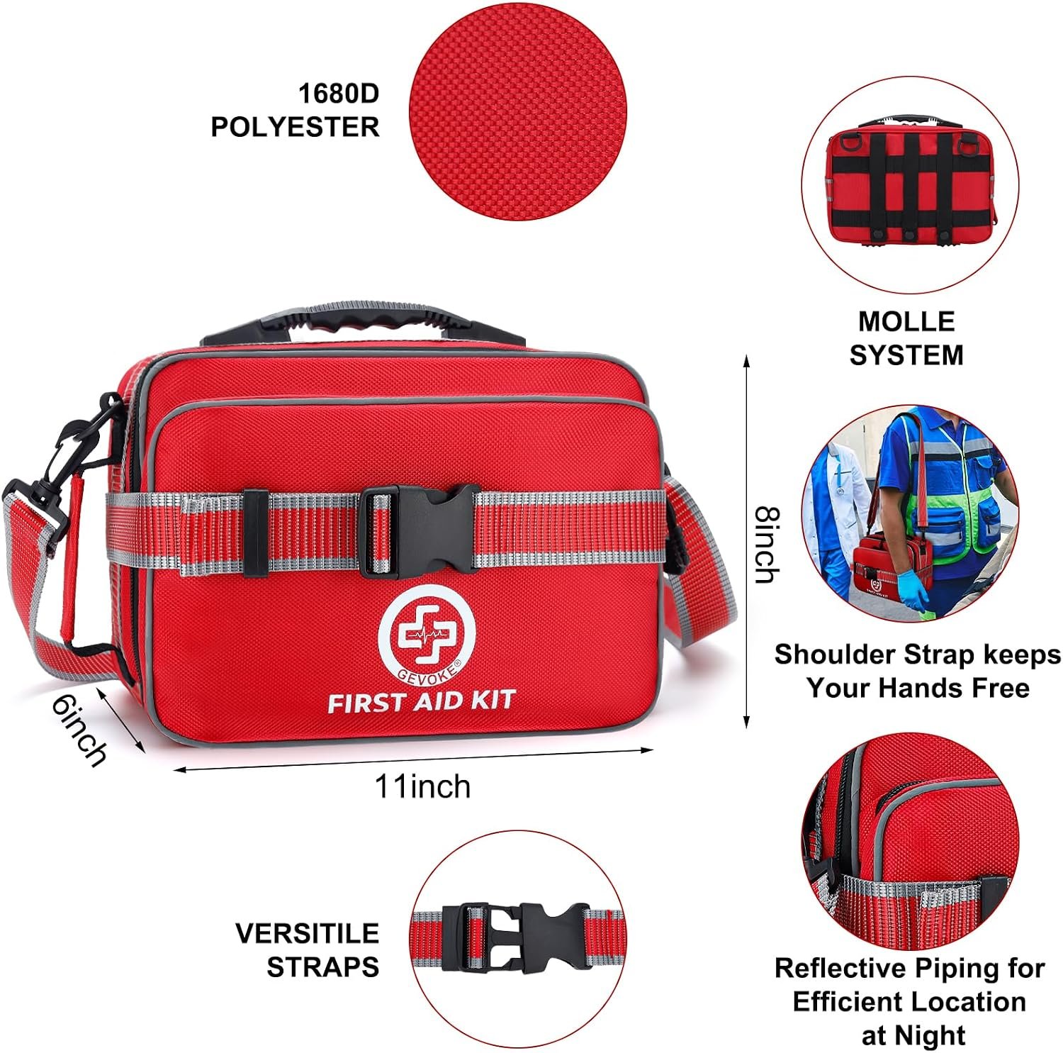 Gevoke Professional 500 Piece Emergency First Aid Kit for Home, Car | Large Complete Medical Kit for Travel, Camping, Truck, Hiking, Sports, Office, Vehicle & Outdoor Emergencies - Image 5