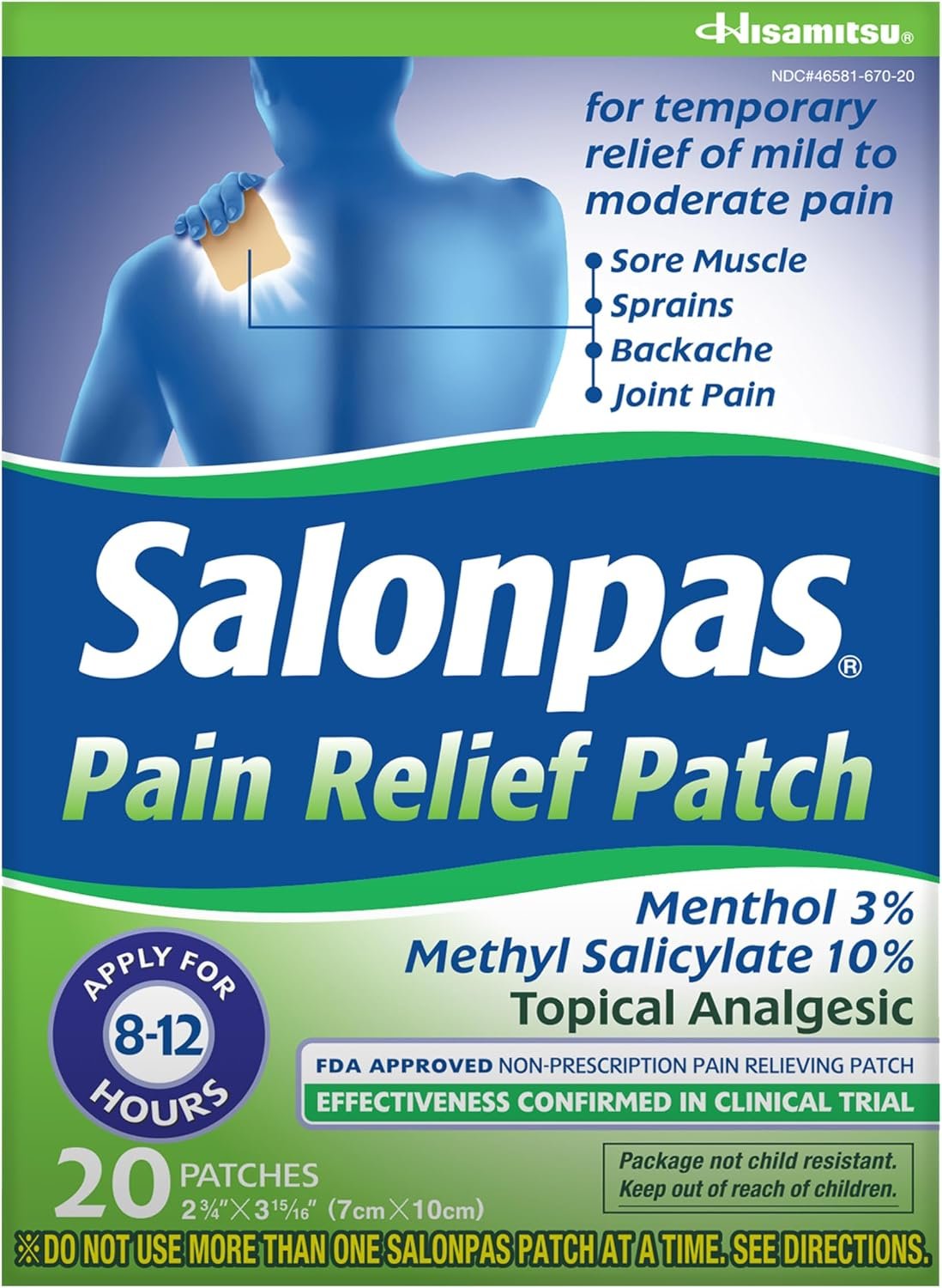 Salonpas Pain Relief Patch, 20 Coun...