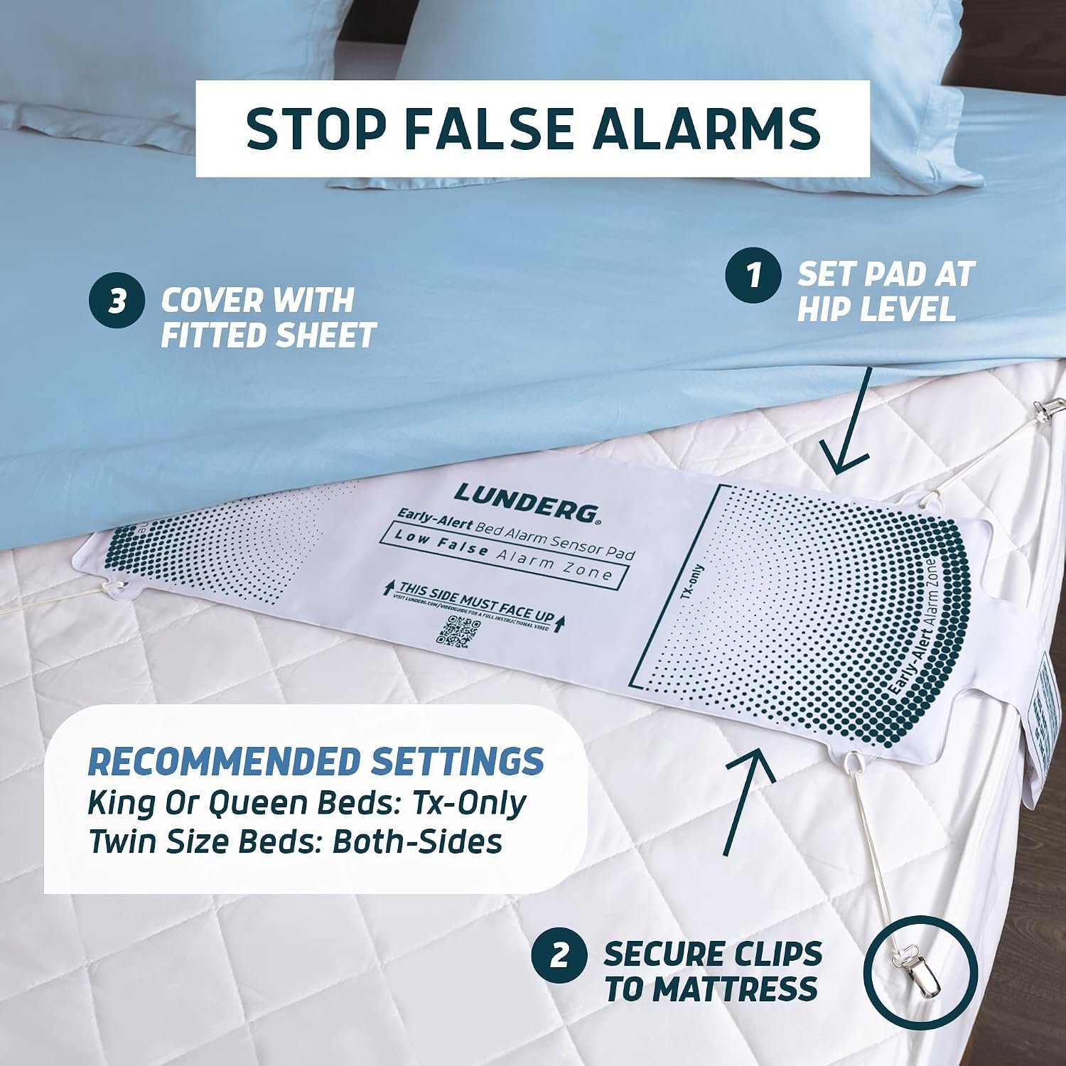 Lunderg Wireless Early Alert Bed Alarm System for Elderly & Fall Prevention | Alerts Caregivers Before They Get Up. No Loud In-Room Alarm To Frighten Your Loved One. Great For Dementia Care. US Company. - Image 7
