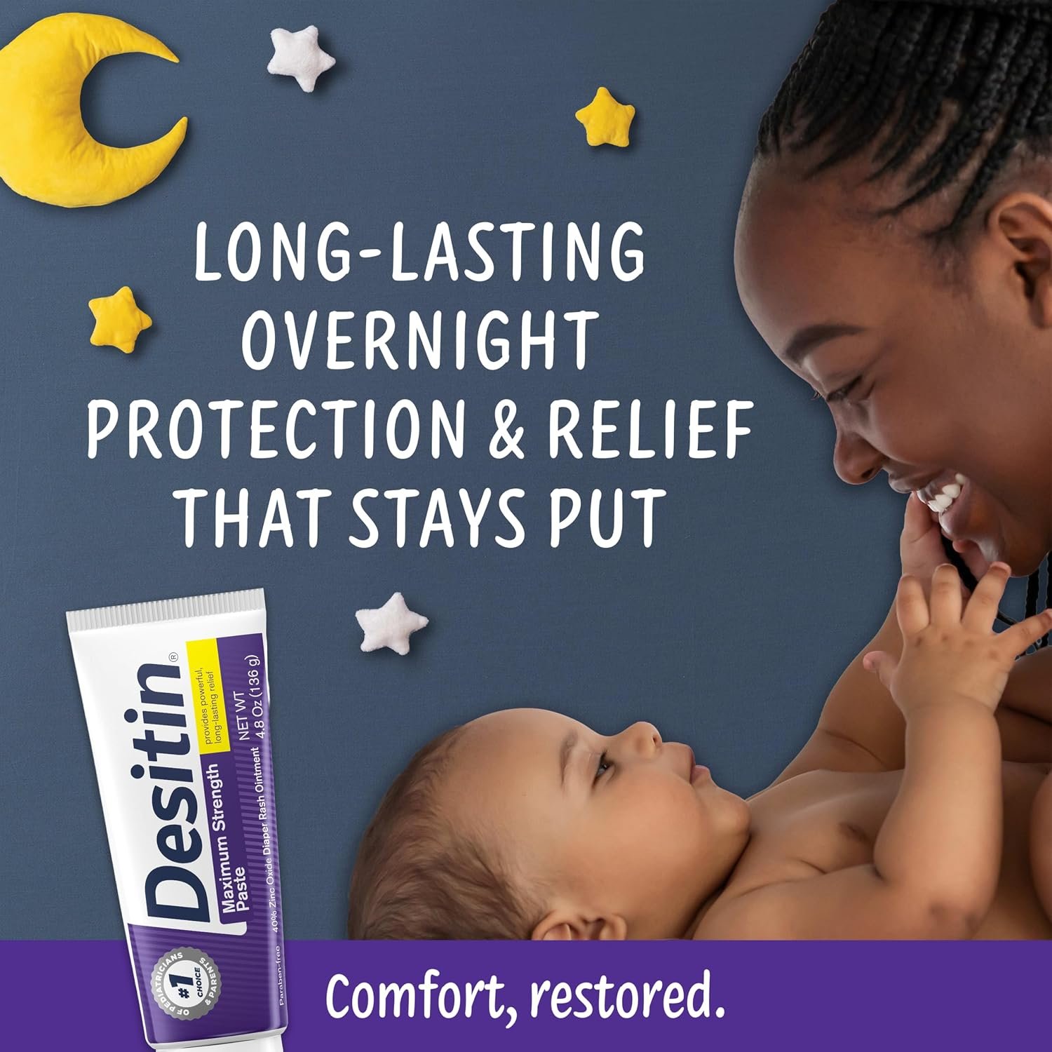 Desitin Maximum Strength Paste, 40% Zinc Oxide Paste, Diaper Rash Healing Ointment for Immediate Relief, Dermatologist Pediatrician Tested, Helps Heal Diaper Rash, Protects Up to 12 Hours, 4.8 Oz Tube - Image 3