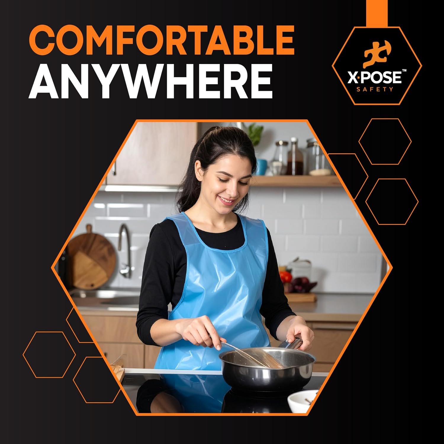 Xpose Safety 1000 Pack Blue Plastic Disposable Bulk Aprons, Individually Wrapped Waterproof Polyethylene Aprons for Cooking, Food Prep & Cleaning, 1 Mil Plastic, 24" x 48" - Image 6