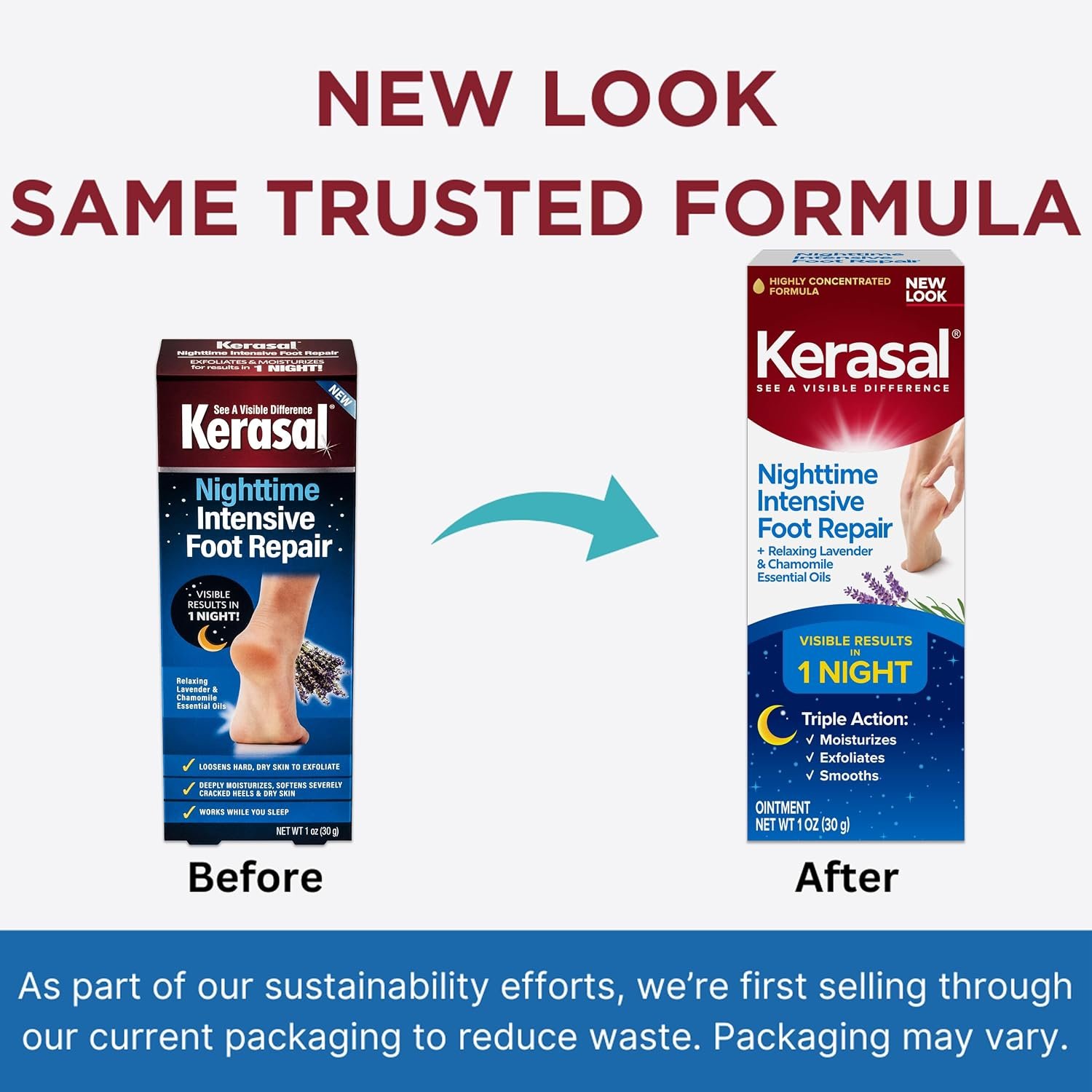 Kerasal Nighttime Intensive Foot Repair, Skin Healing Ointment for Cracked Heels and Dry Feet, 1 oz (Packaging May Vary) - Image 2