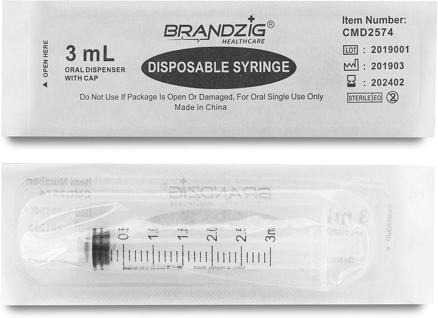 3ml Syringe With Cap (100 Pack) | Oral Dispenser Without Needle, Luer Slip Tip | Individually Wrapped Medicine Dropper For Infants & Pets - Image 4