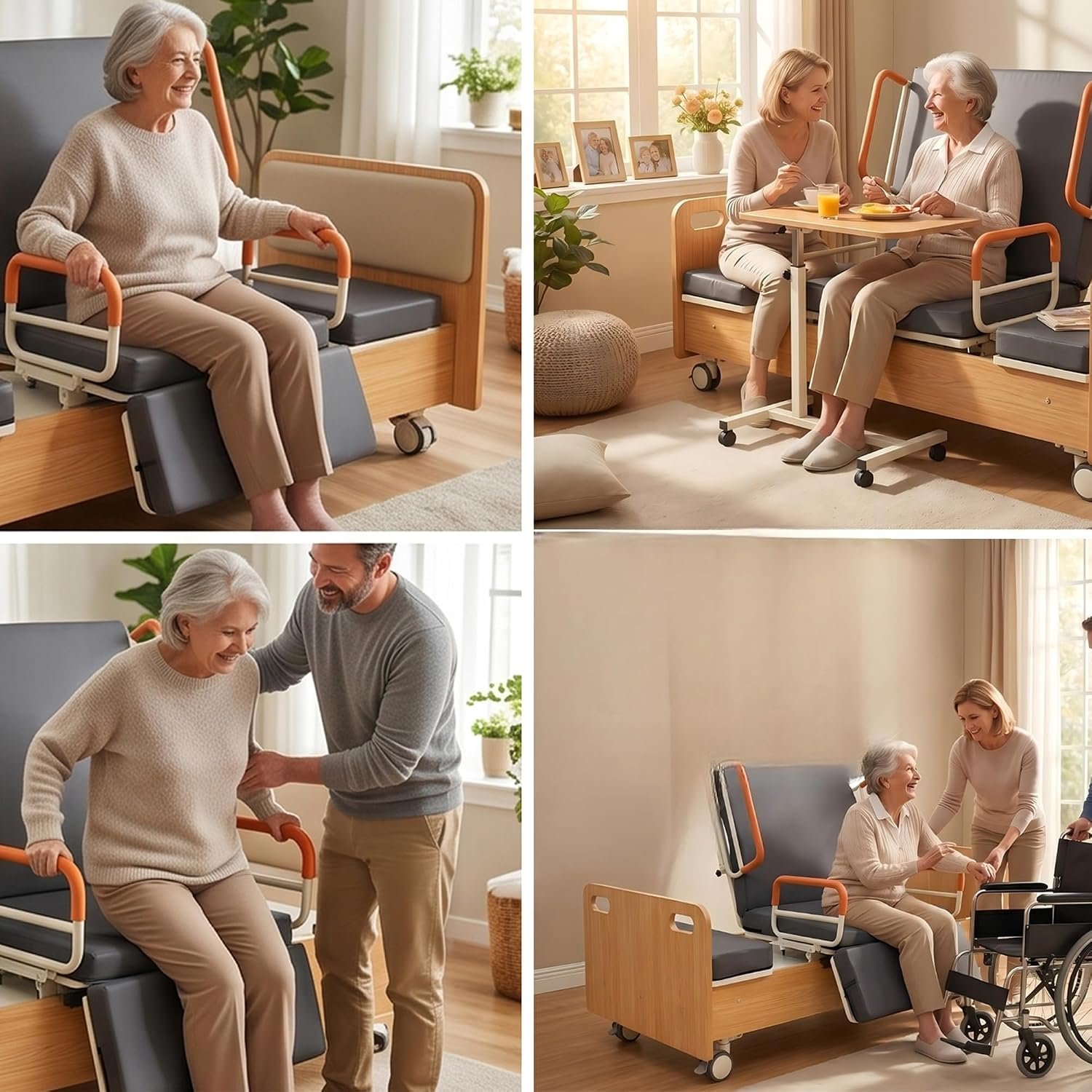 Electric Rotating Hospital Medical Beds for Senior Disabled Home Care Use | 750lbs, 90° Rotated Nursing Beds for Home Care with Adjustable Lateral Tilt & Backrest Leg Height - Image 9