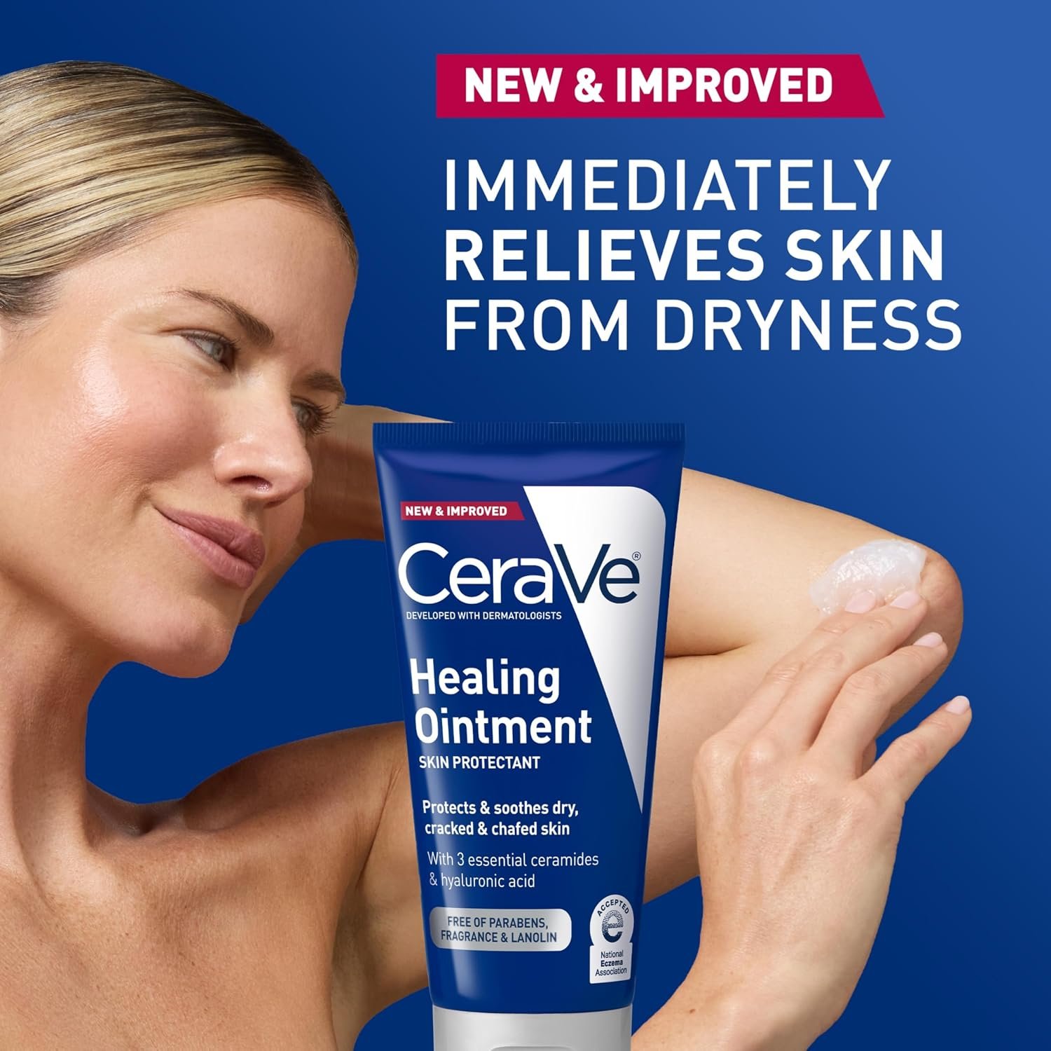CeraVe Healing Ointment, Hyaluronic Acid Skin Protectant for Dry Skin, 3oz | Skin Care, Body Care, Barrier Cream, Skin Barrier Repair, Ceramides, Petrolatum, Lanolin Free, For Cracked, Chafed Skin - Image 4