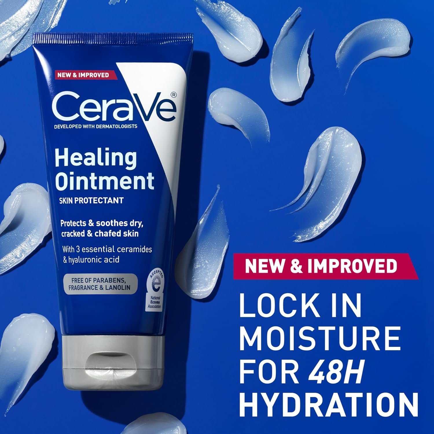 CeraVe Healing Ointment, Hyaluronic Acid Skin Protectant for Dry Skin, 3oz | Skin Care, Body Care, Barrier Cream, Skin Barrier Repair, Ceramides, Petrolatum, Lanolin Free, For Cracked, Chafed Skin - Image 6