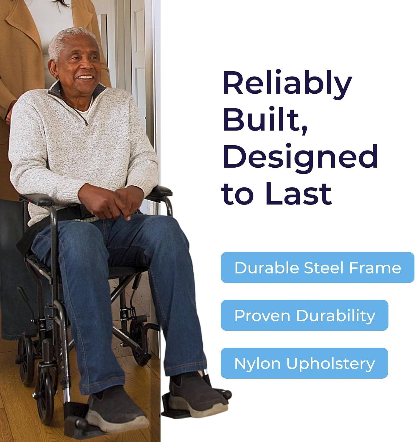 Drive Medical Folding Transport Wheelchair, Swing-Away Footrest, Silver | Lightweight Transport Wheelchair Folds for Easy Storage and Travel with Swing-Away Footrest for Simple Transfers - Image 5