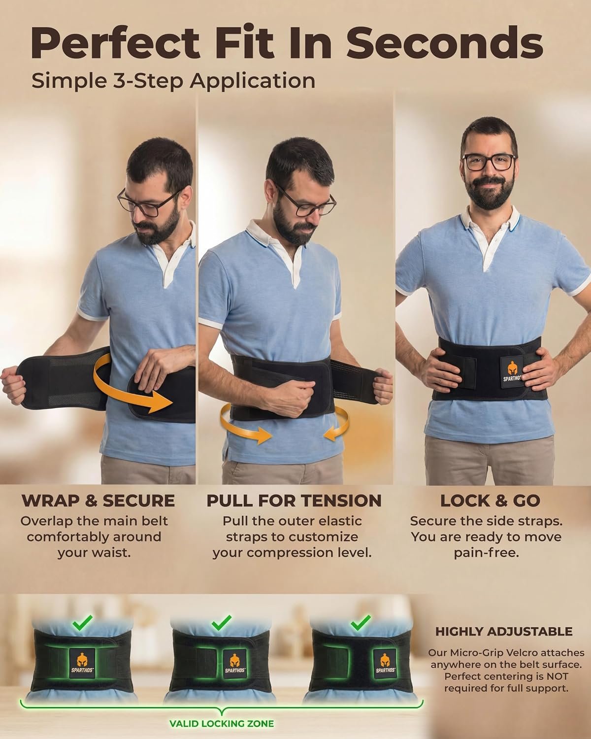 Sparthos Back Brace for Women & Men, Sciatica, Lower Back Pain - Black-L | Herniated Disc & Scoliosis Pain Relief, Adjustable Back Support Belt, Lumbar Pad, Breathable Mesh for Work & Heavy Lifting - Image 7