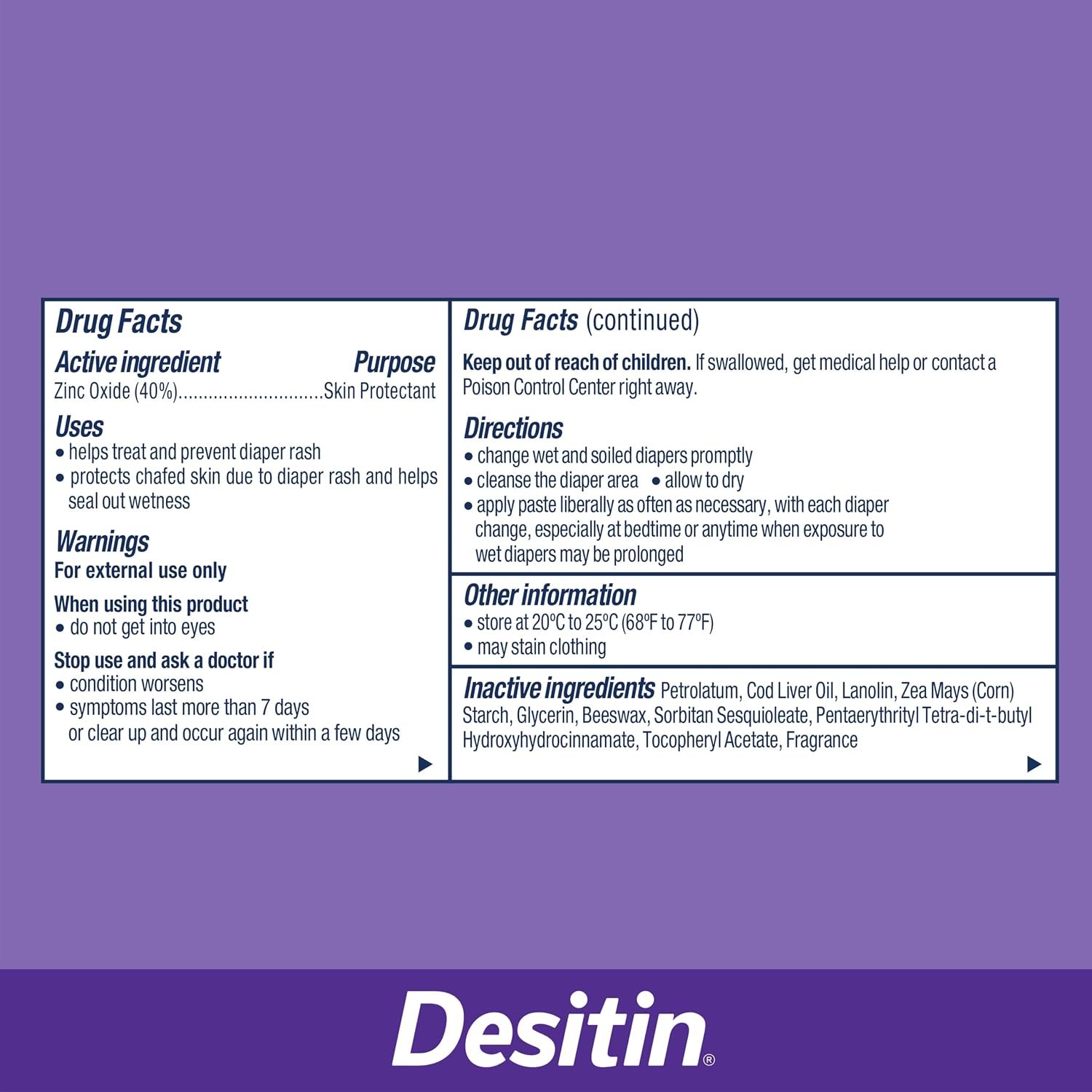 Desitin Maximum Strength Paste, 40% Zinc Oxide Paste, Diaper Rash Healing Ointment for Immediate Relief, Dermatologist Pediatrician Tested, Helps Heal Diaper Rash, Protects Up to 12 Hours, 4.8 Oz Tube - Image 8