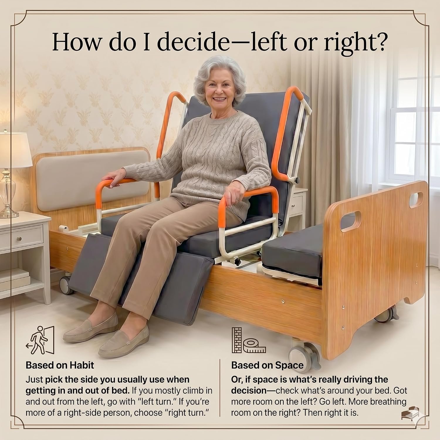 Electric Rotating Hospital Medical Beds for Senior Disabled Home Care Use | 750lbs, 90° Rotated Nursing Beds for Home Care with Adjustable Lateral Tilt & Backrest Leg Height - Image 7