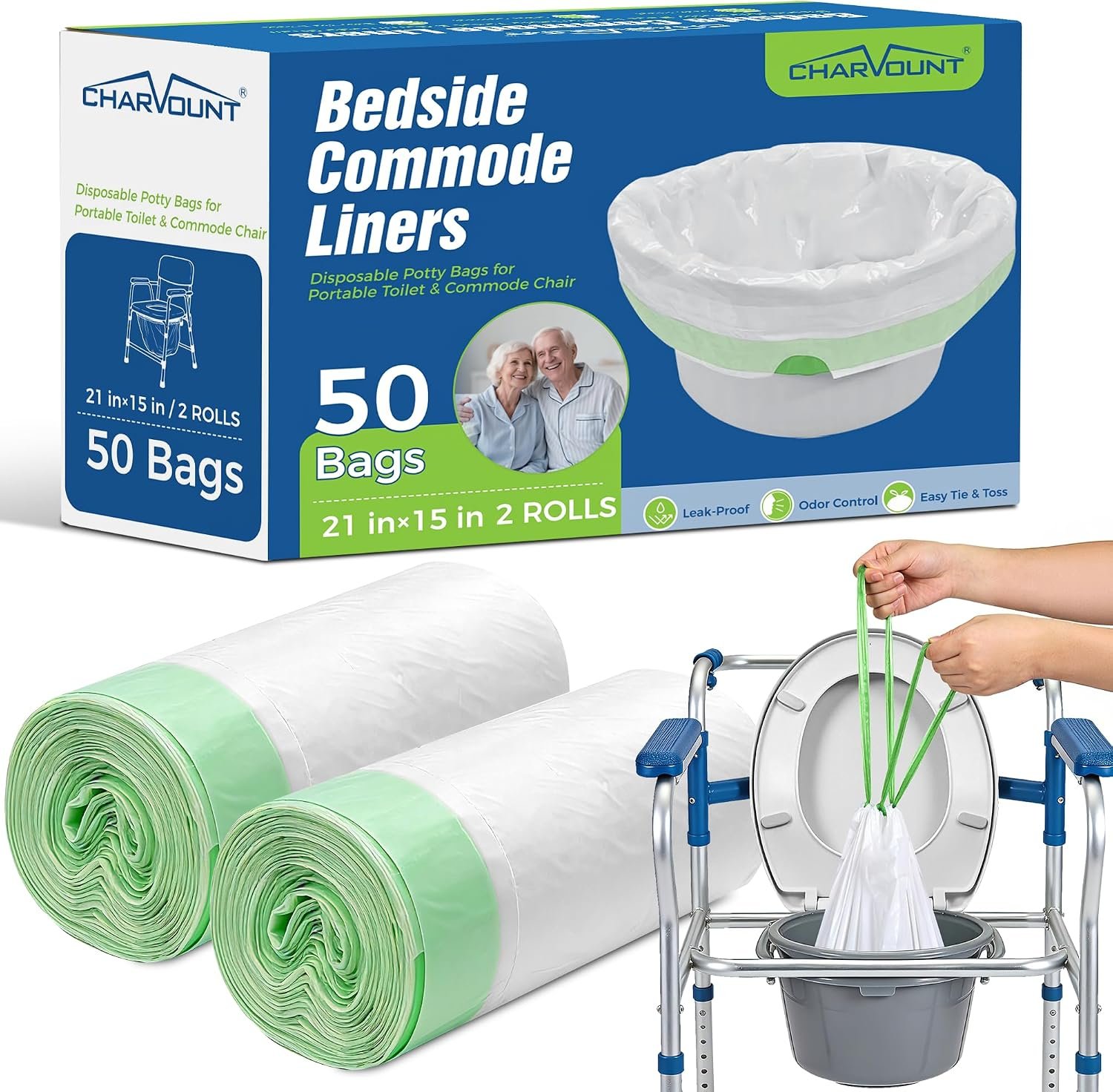 Charmount Bedside Commode Liners, D...