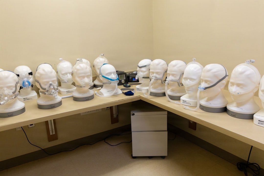 A clean CPAP mask and accessories arranged neatly on a surface, showcasing hygiene and maintenance.